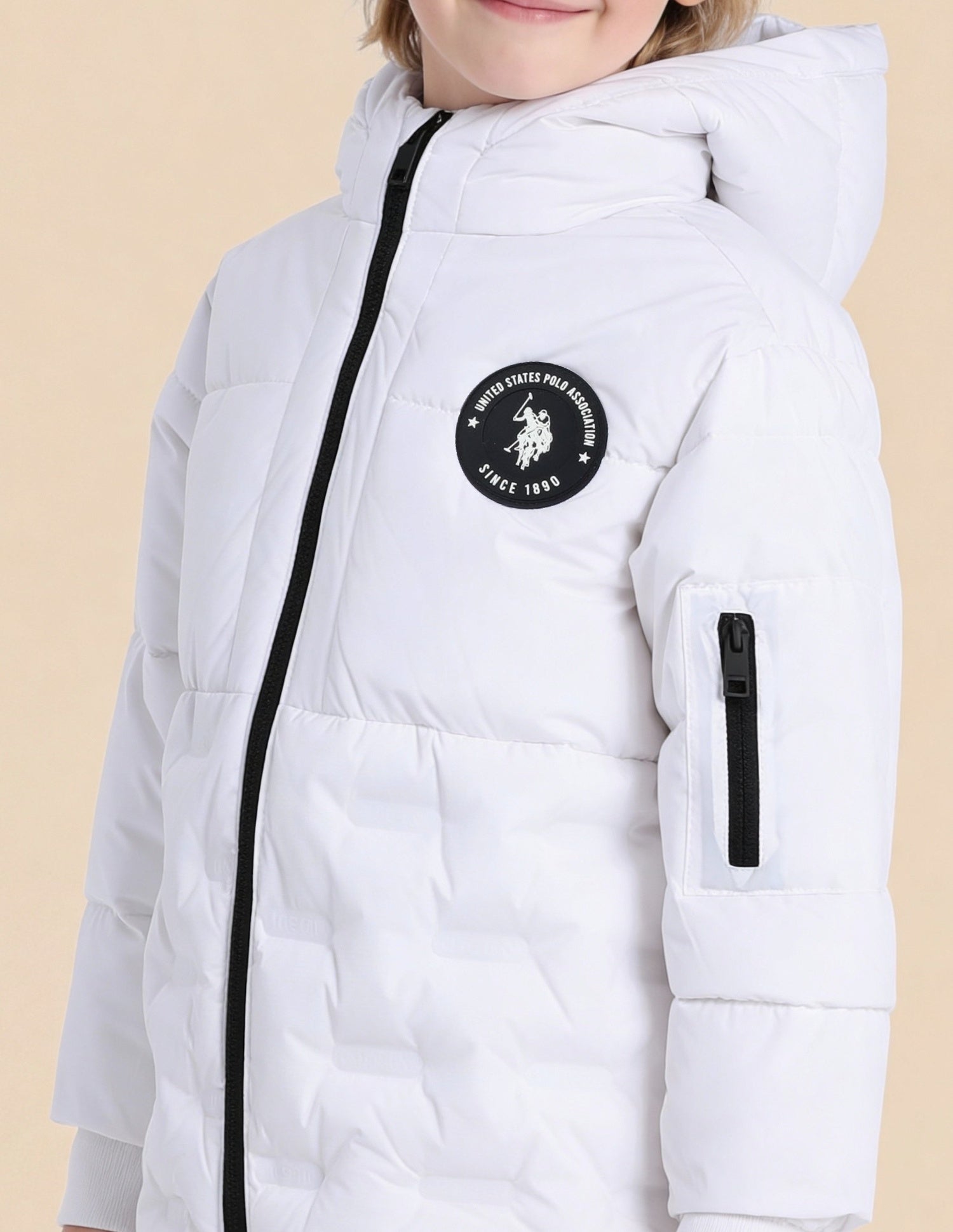Boys Solid Puffer Jacket White - U.S. Polo Assn. India | Large