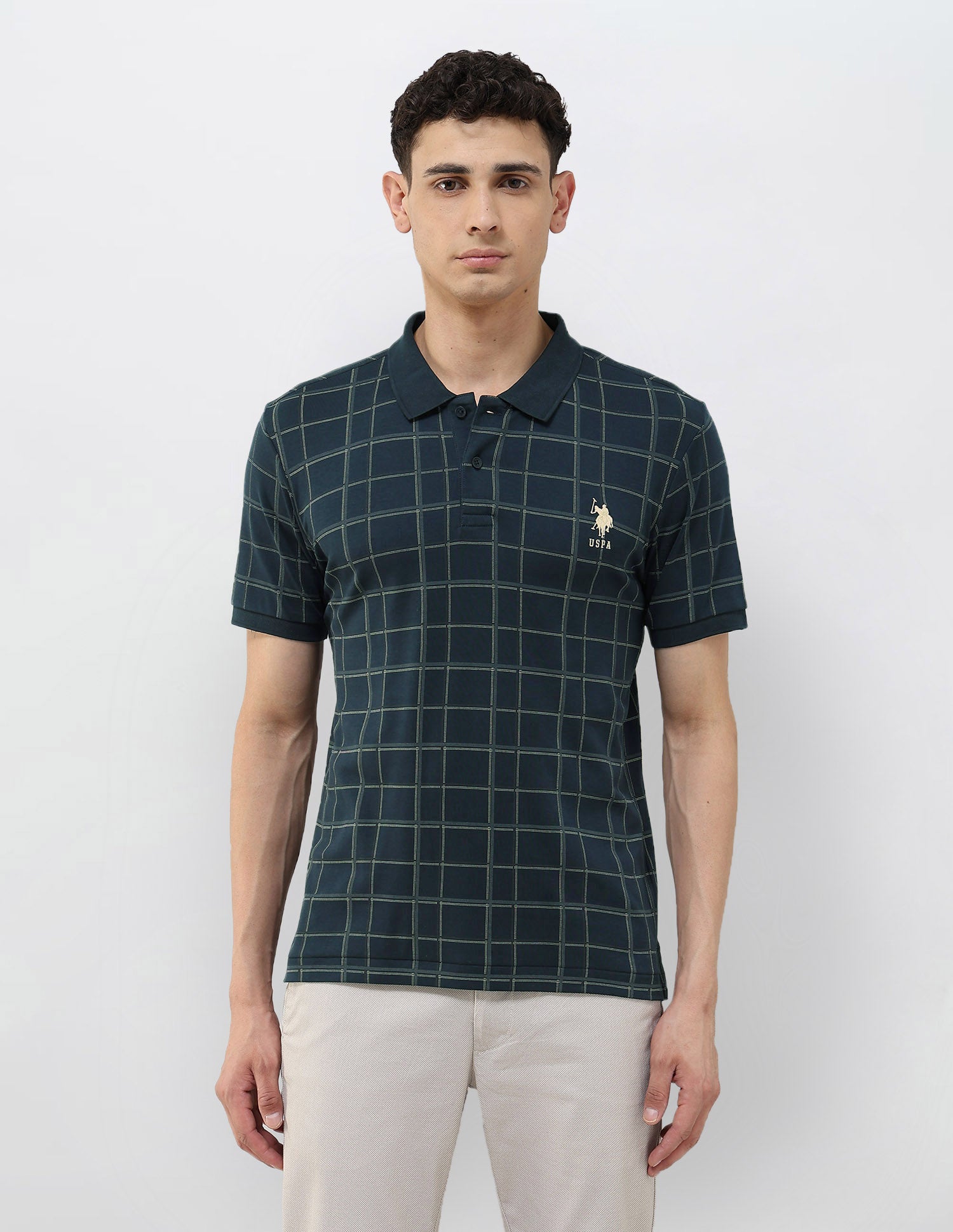 Checked Slim Fit Polo Shirt Navy - U.S. POLO ASSN. | Large