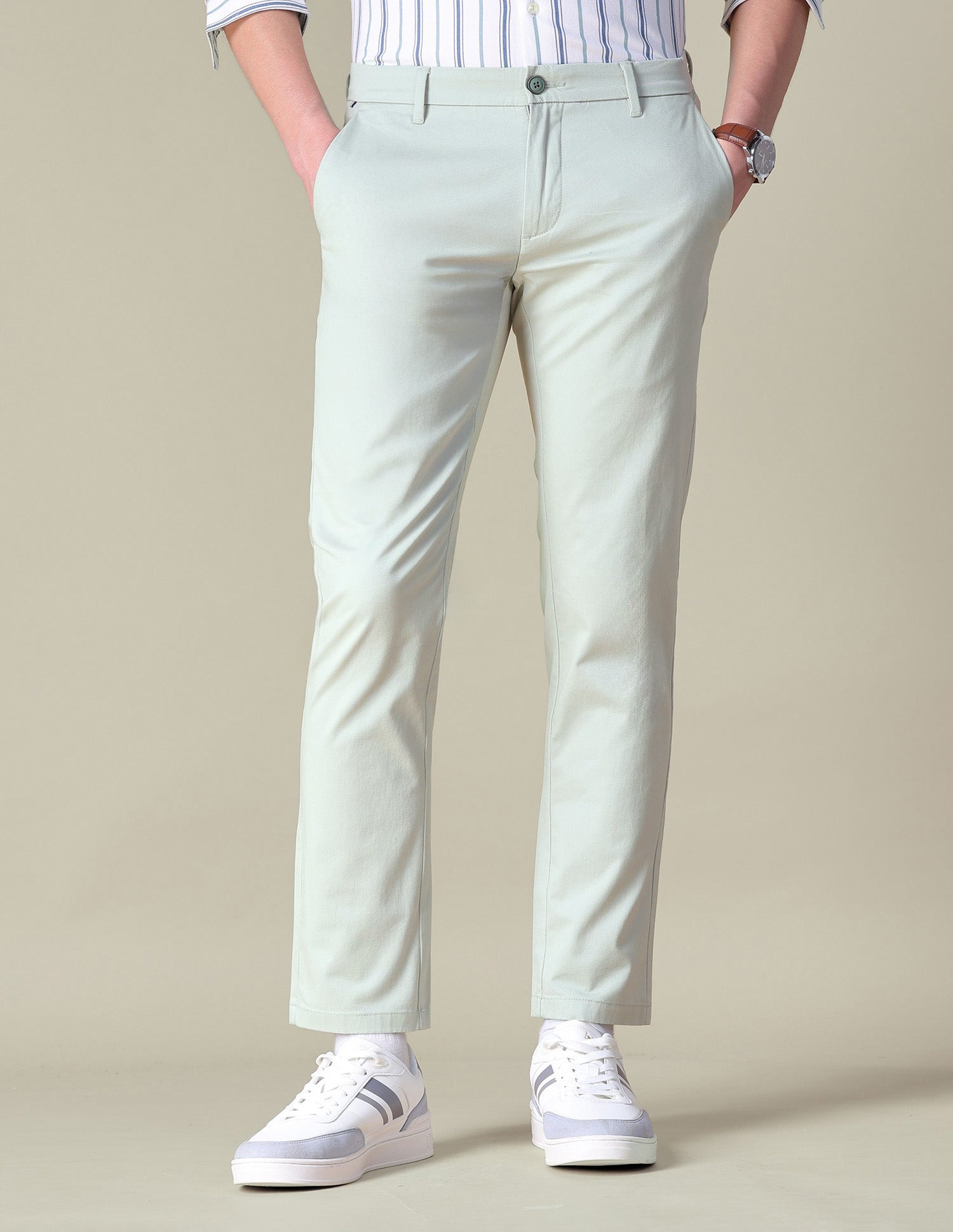 Twill Austin Trim Regular Fit Trousers LightÂ Pista Green - U.S. POLO ASSN. | Large