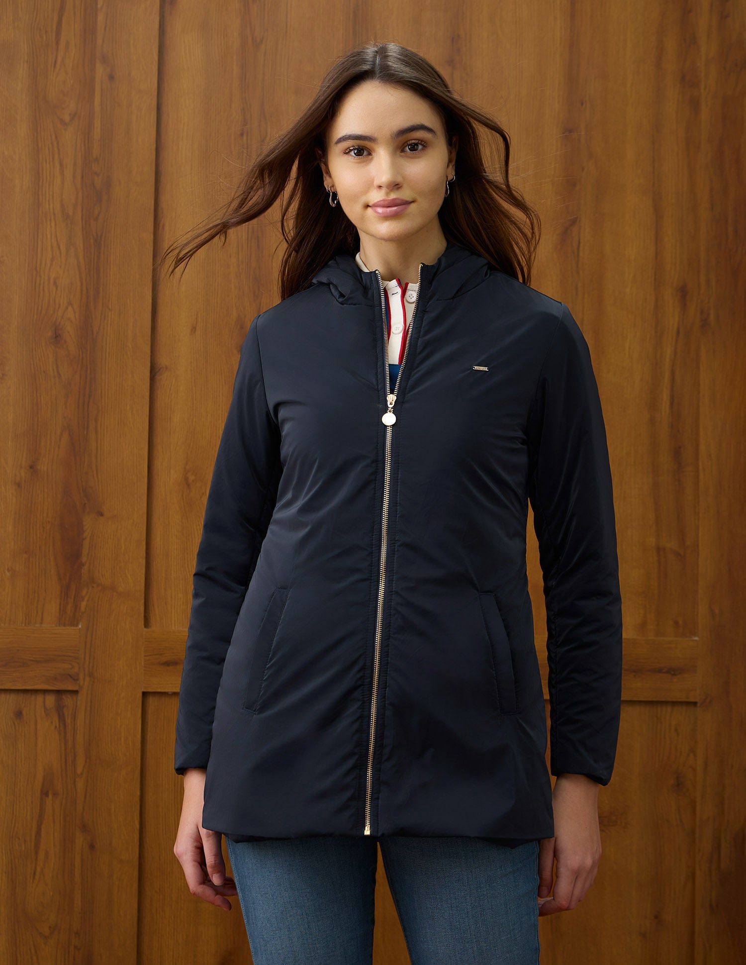 Solid Regular Fit Hooded Jacket Blue - U.S. POLO ASSN. | Large