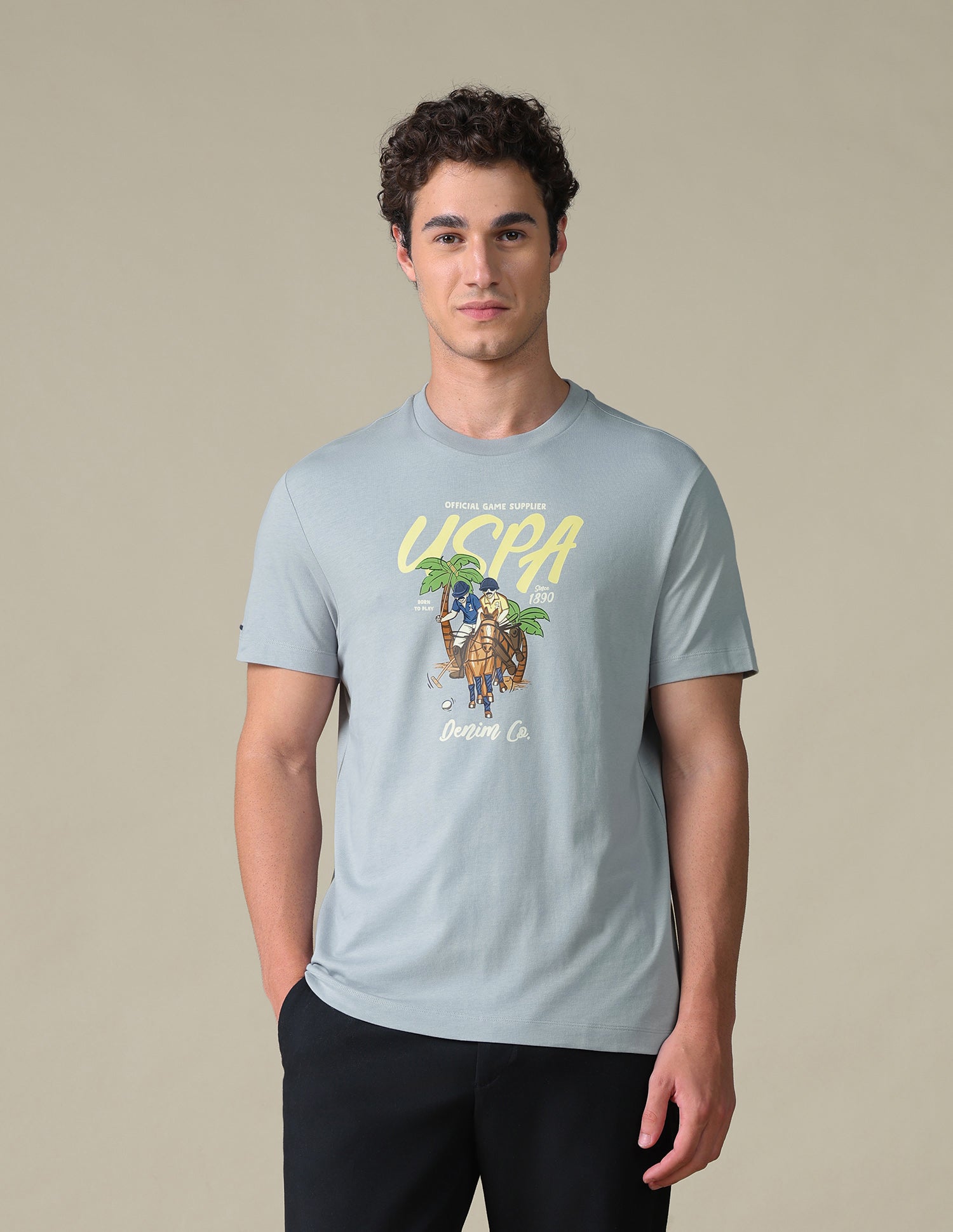 Slim Fit Graphic Brand Printed T-Shirt Grey - U.S. Polo Assn. India | Large