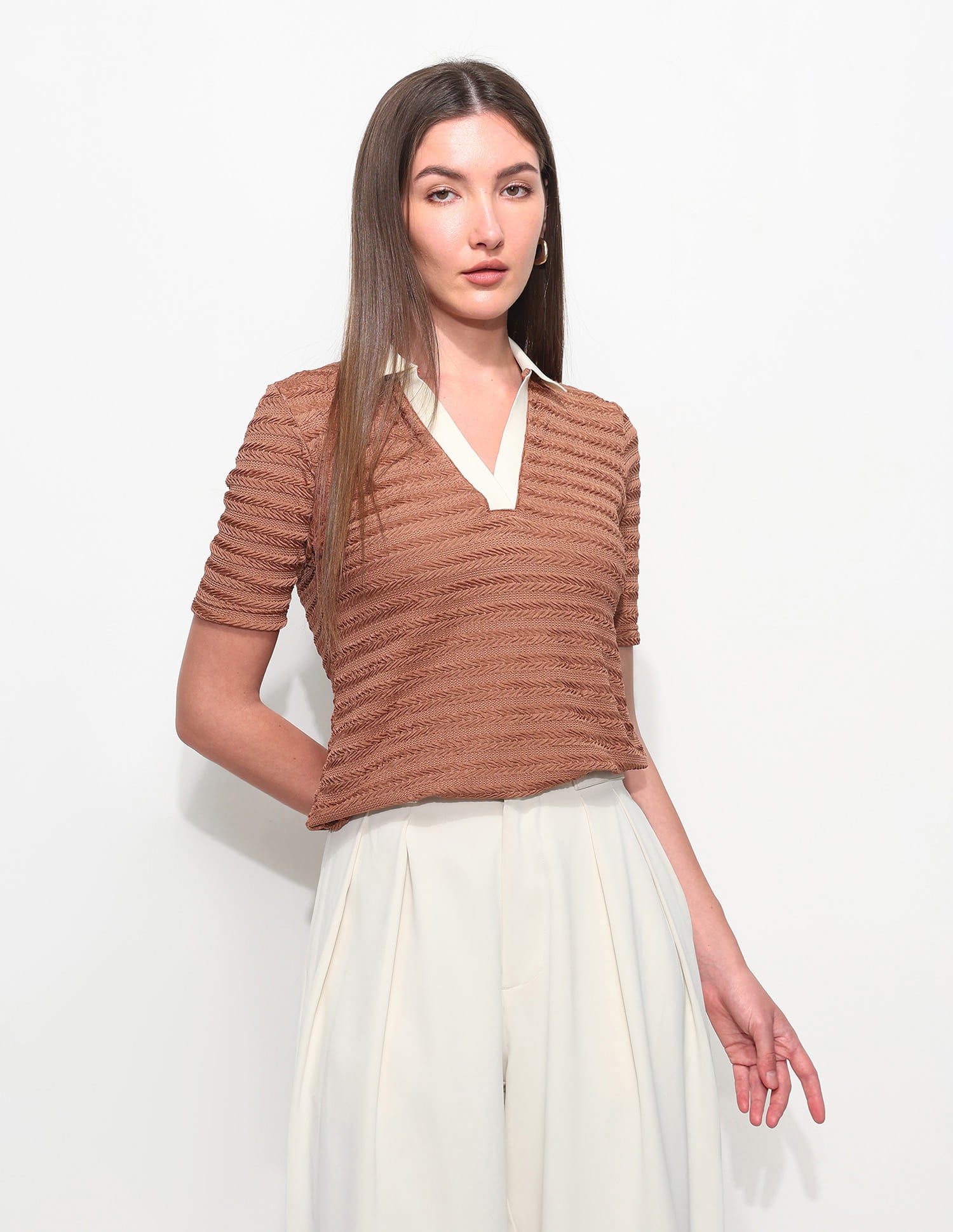 Textured Regular Fit Polo Shirt Brown - U.S. Polo Assn. India | Large