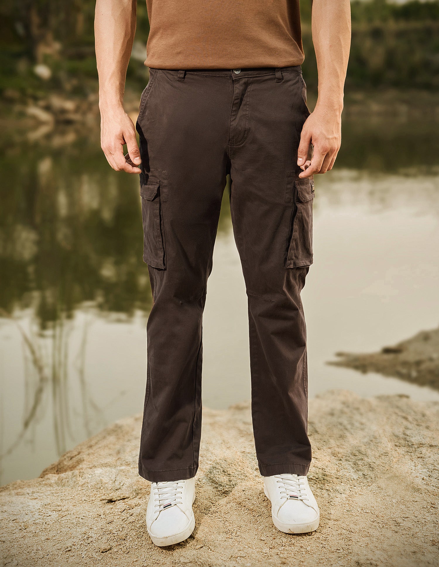 Straight Fit Cargo Trousers Choco Brown - U.S. Polo Assn. India | Large