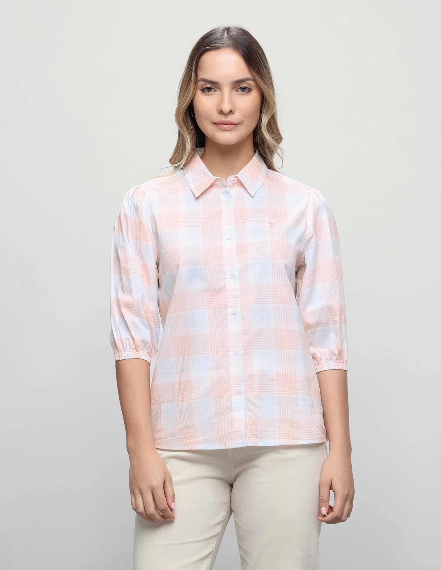 Plaid Checked Boyfriend Fit Shirt Orange - U.S. Polo Assn. India | Large