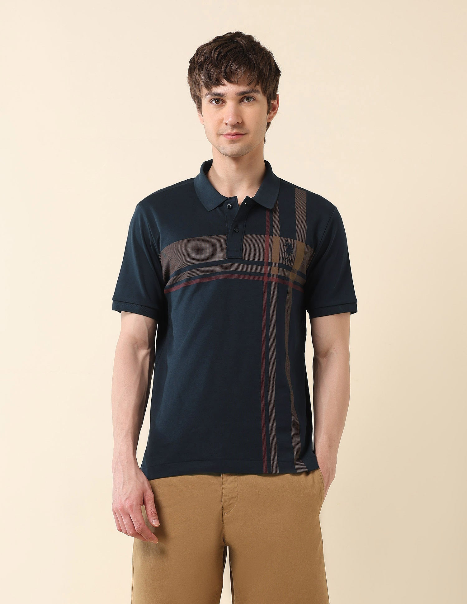 Pure Cotton Varsity Polo Shirt Navy - U.S. Polo Assn. India | Large