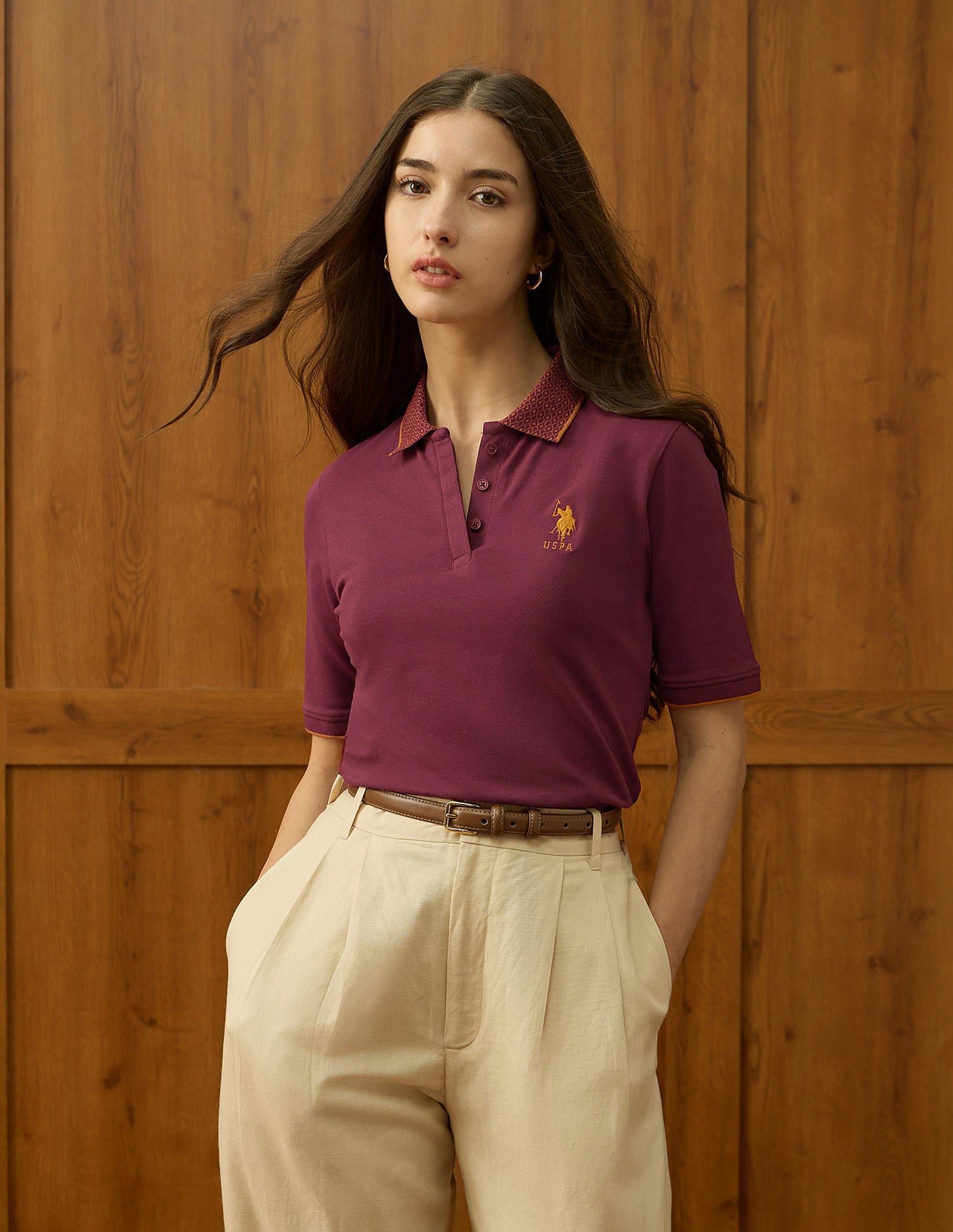 Regular Fit Solid Polo Shirt Wine - U.S. POLO ASSN. | Large