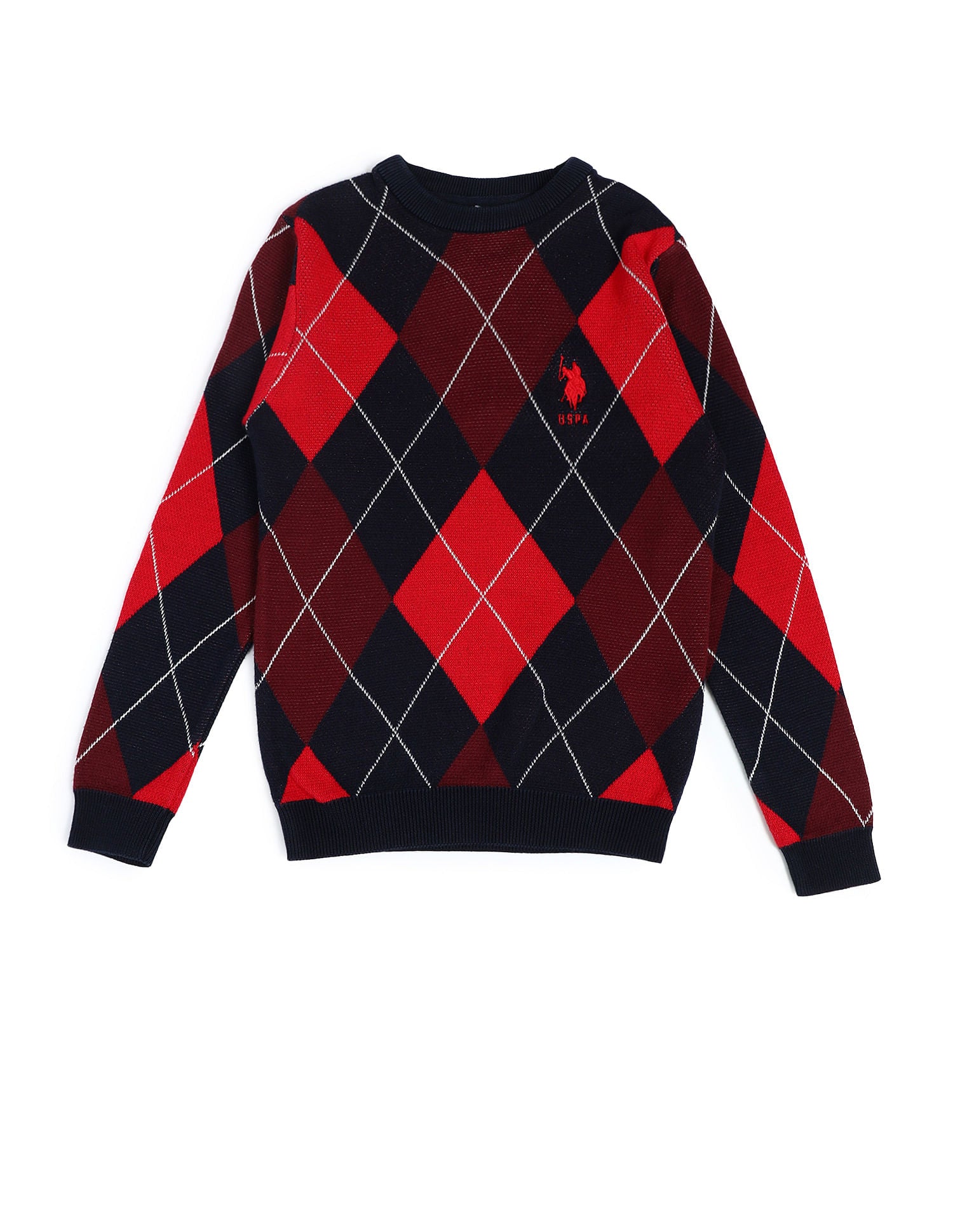 Boys Argyle Cotton Sweater Blue - U.S. POLO ASSN. | Large