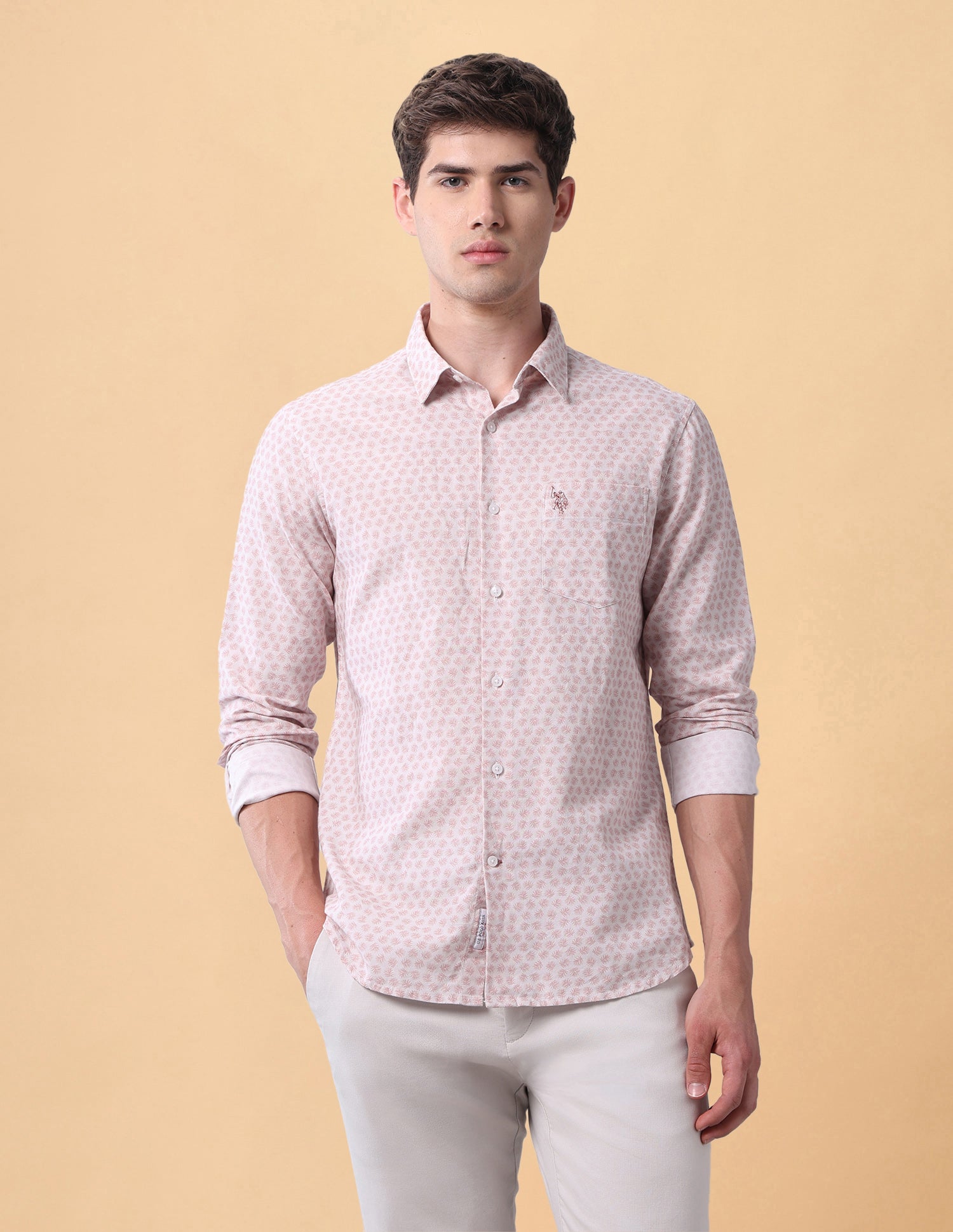 Pacho X Tropical Printed Regular Fit Shirt Pink - U.S. Polo Assn. India | Large