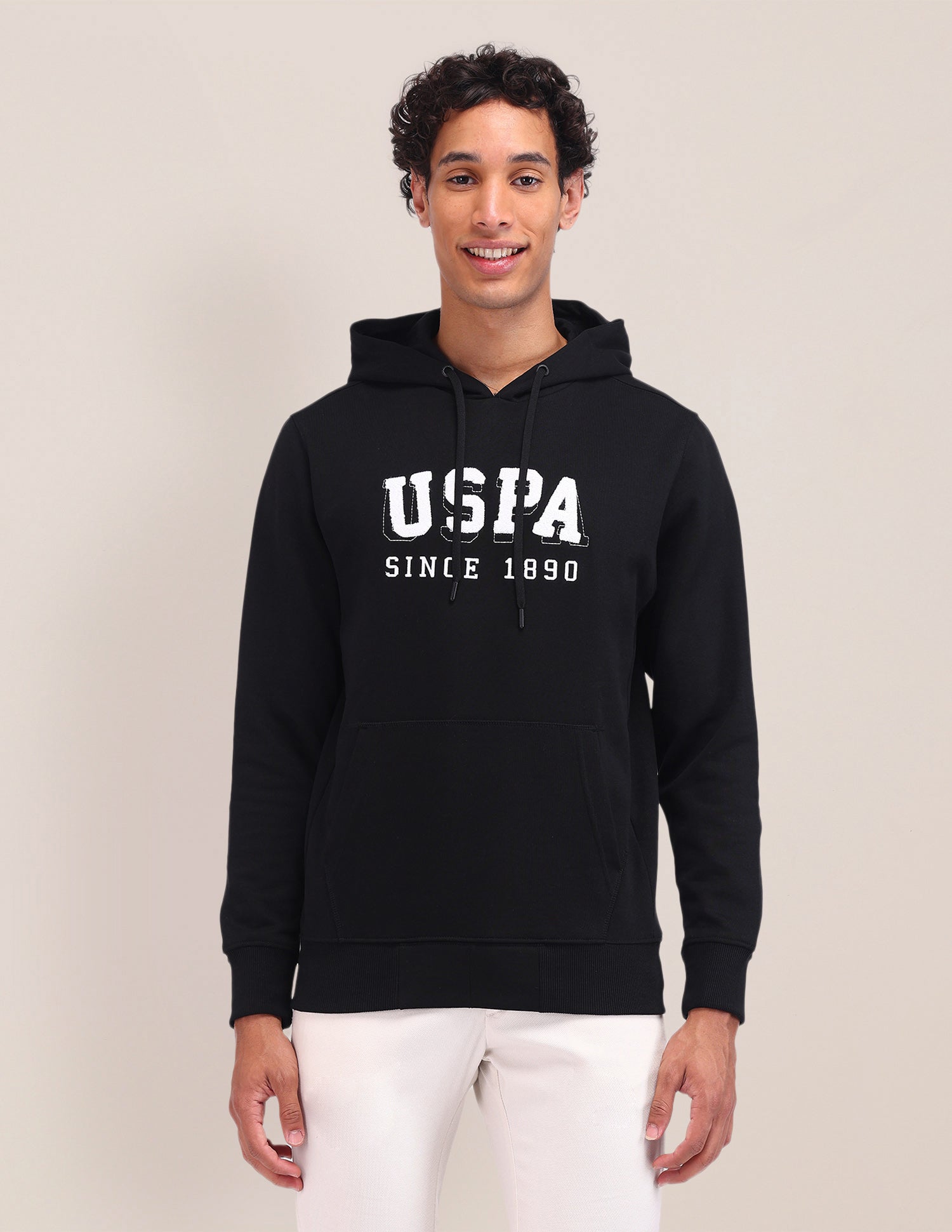 Brand Printed Regular Fit Sweatshirt Black - U.S. Polo Assn. India | Large