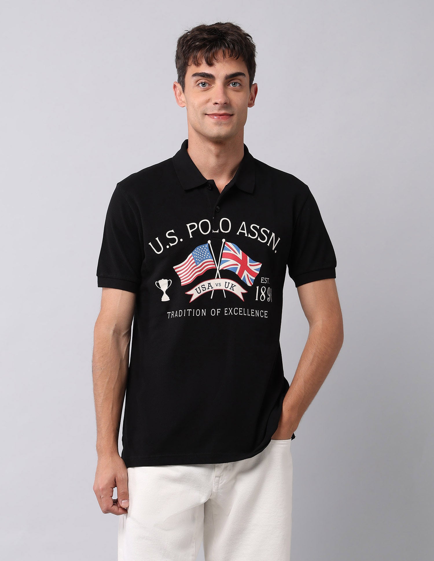 Graphic Printed Muscle Fit Polo Shirt Black - U.S. POLO ASSN. | Large