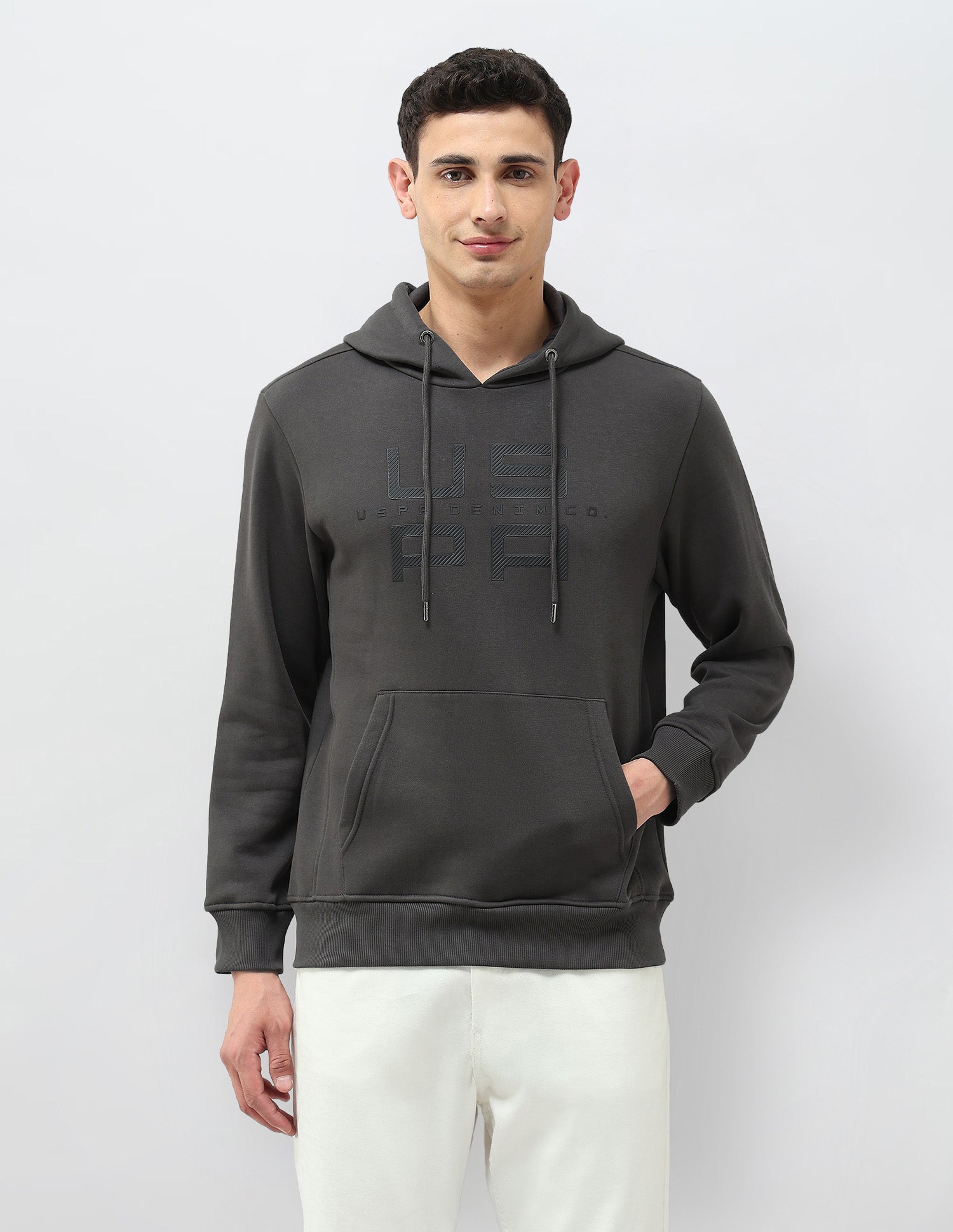 Brand Embossed Regular Fit Sweatshirt Dark Grey - U.S. POLO ASSN. | Large