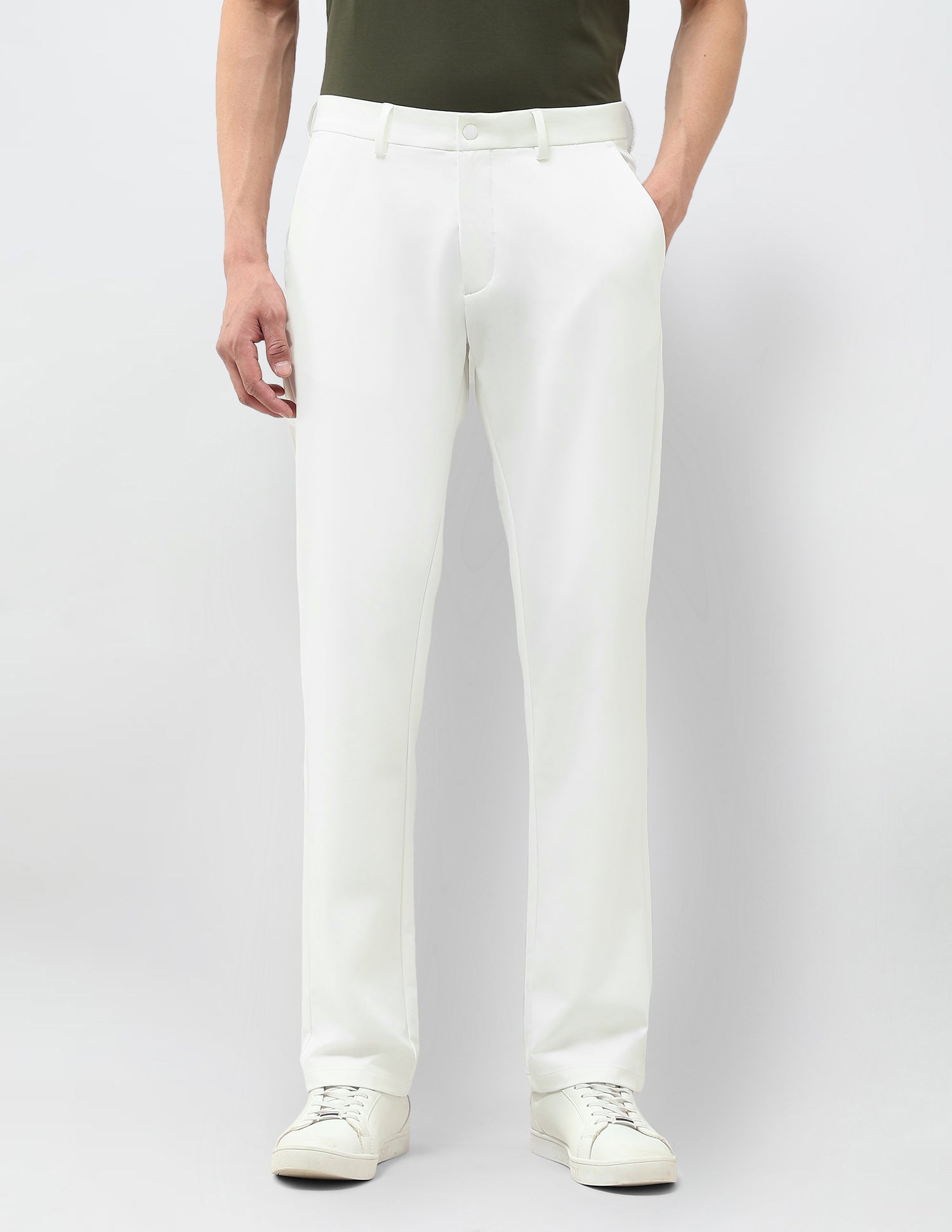 Satin Riley Straight Fit Trousers White - U.S. Polo Assn. India | Large