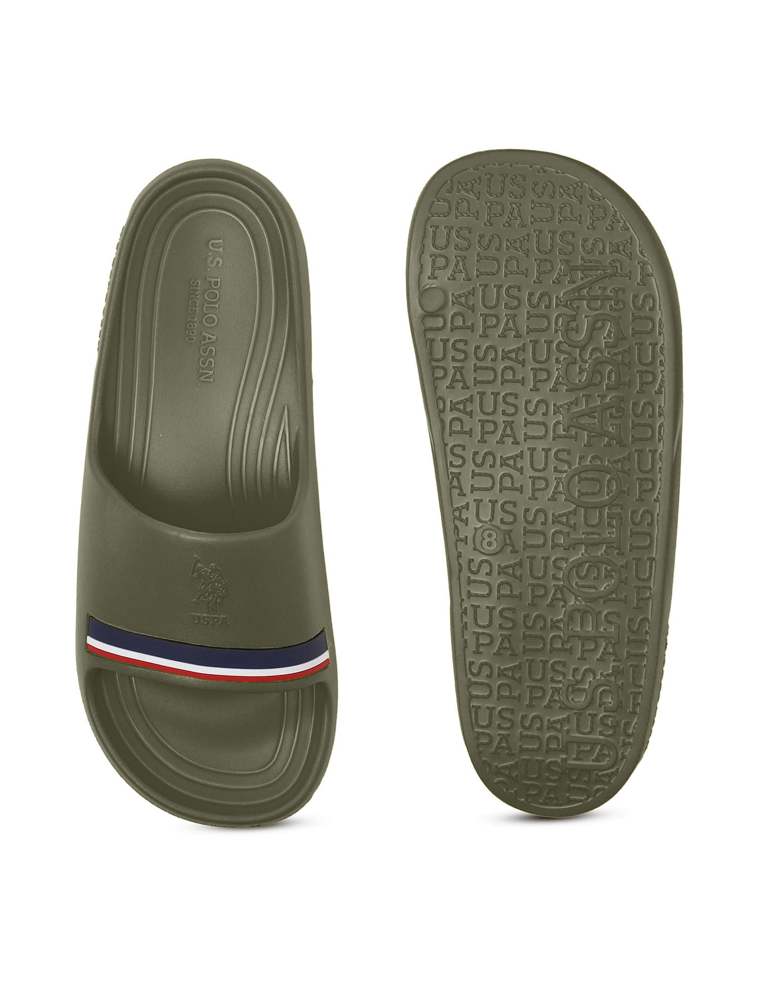 Men Easton Dk. Green Foam Walk Sliders Olive - U.S. POLO ASSN. | Large