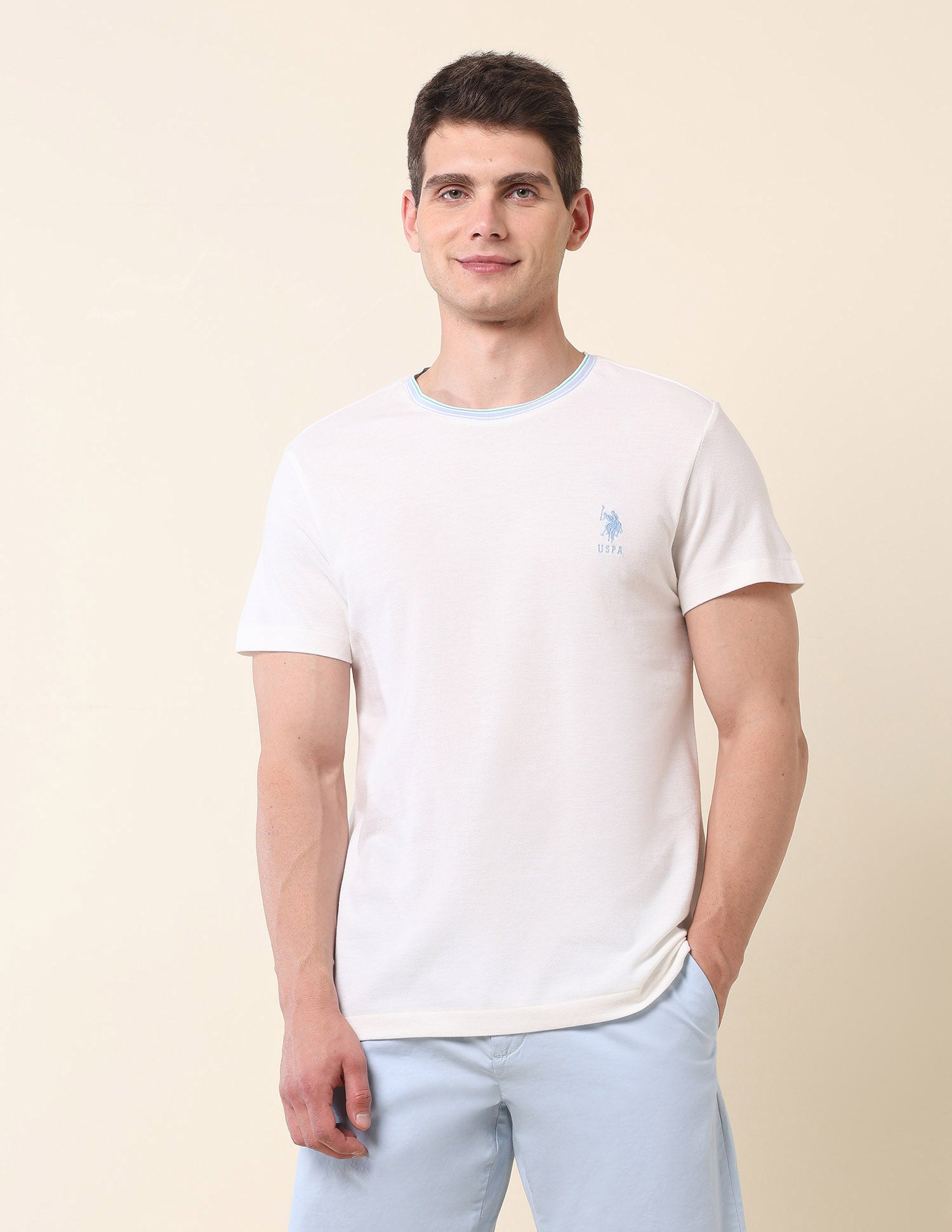 Solid Summer Splash T-Shirt Off White - U.S. Polo Assn. India | Large