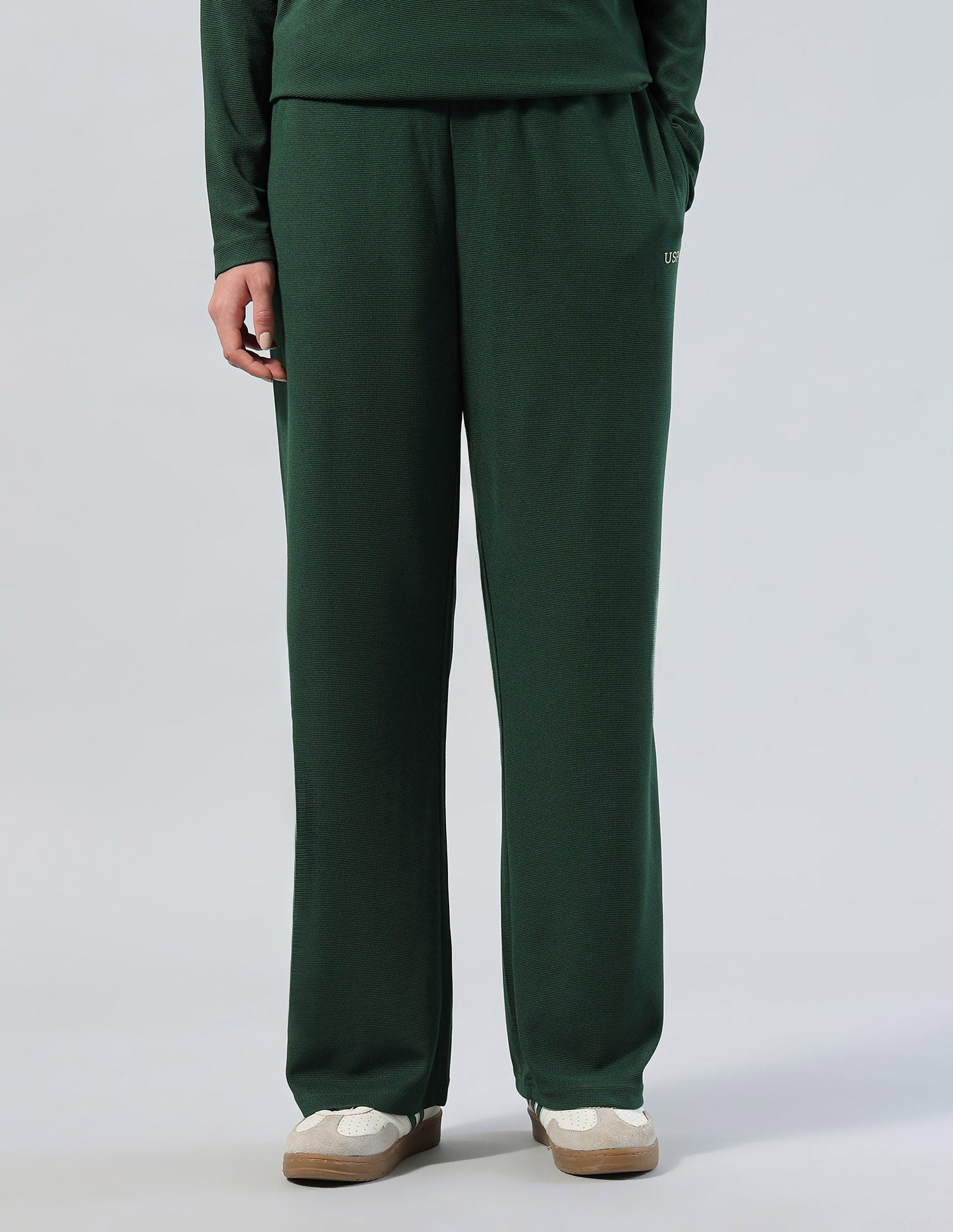 Textured Straight Fit Lounge Trousers Green - U.S. POLO ASSN. | Large