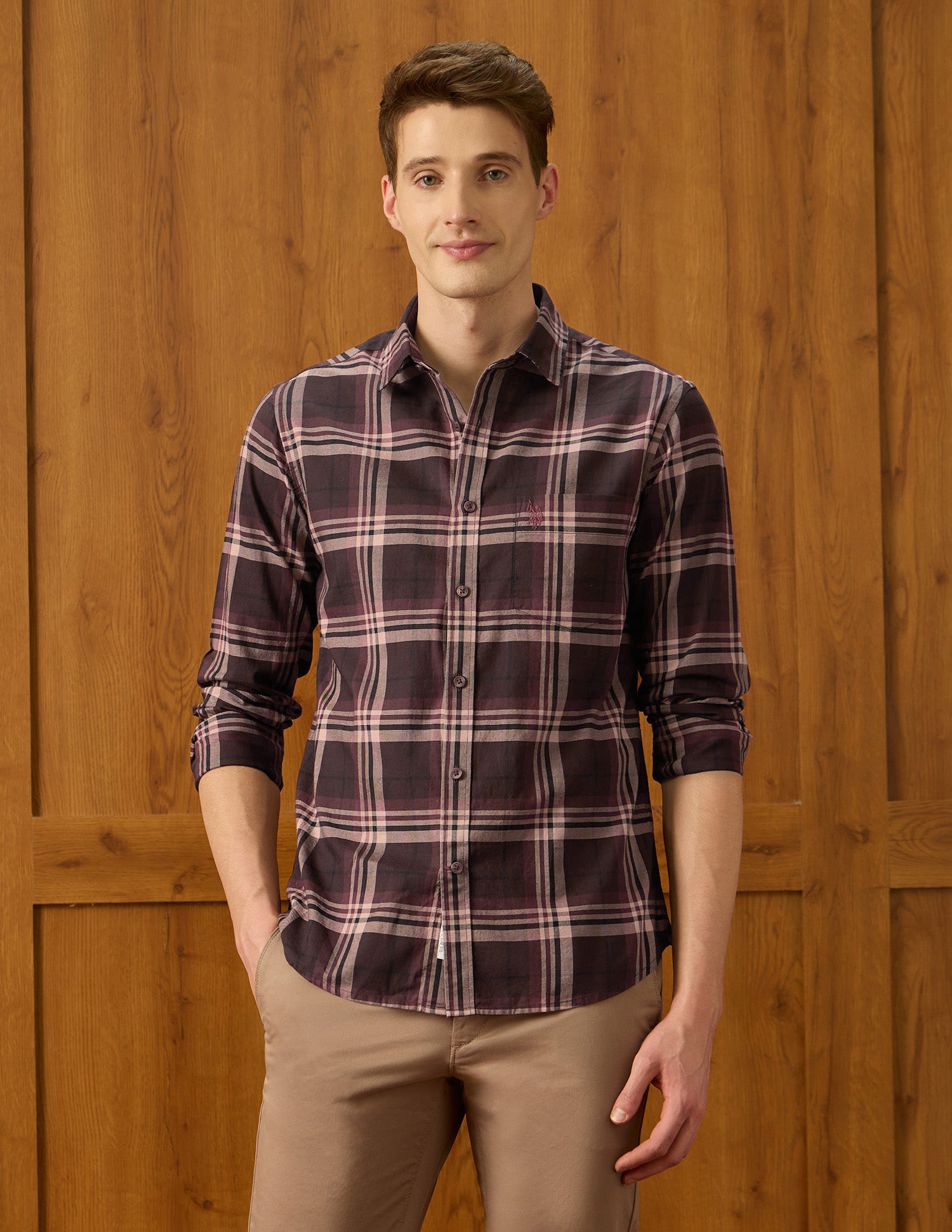 Elvenado Tartan Checked Shirt Burgundy - U.S. Polo Assn. India | Large