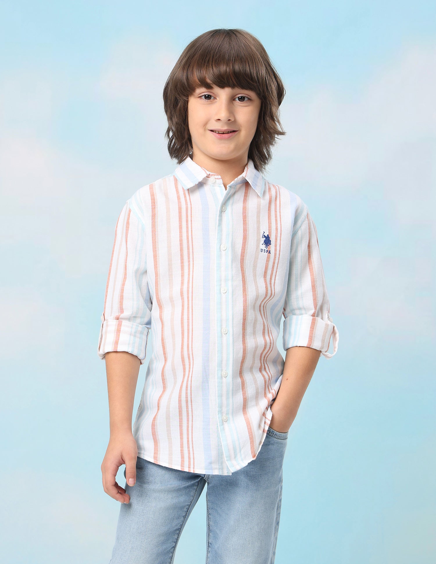 Vertical Striped Regular Shirt White - U.S. Polo Assn. India | Large