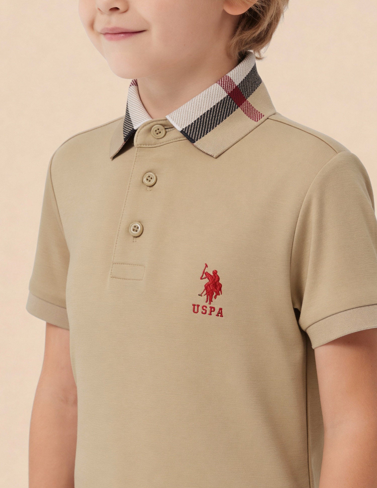 Boys Regular Fit Mini Me Polo Shirt Beige - U.S. Polo Assn. India | Large