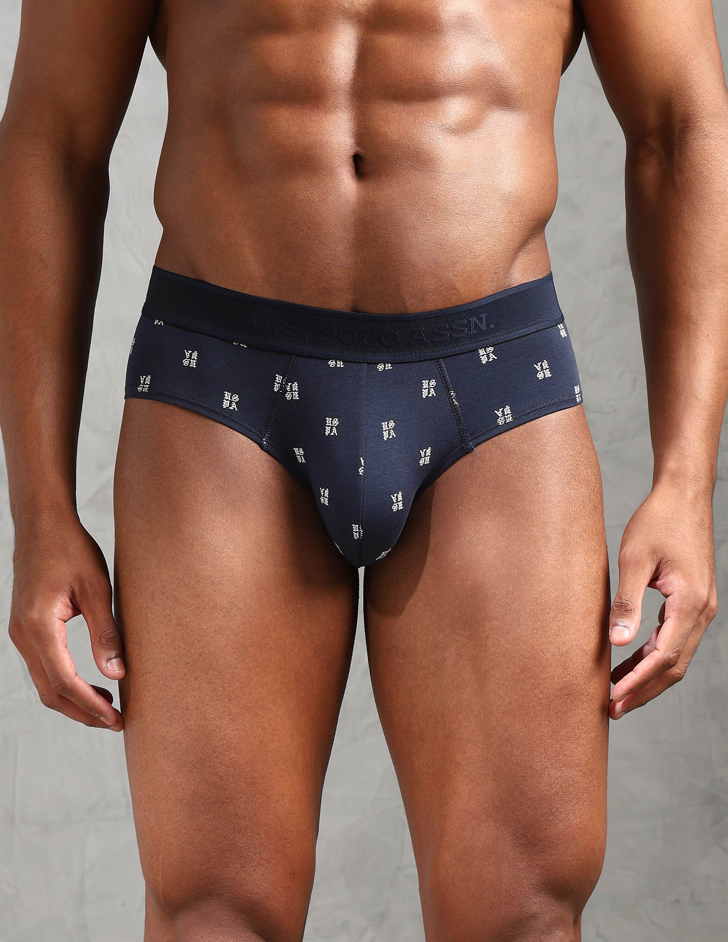 Low Rise Printed OEB16 Briefs - Pack Of 3 Navy, White and Stargazer - U.S. POLO ASSN. | Large