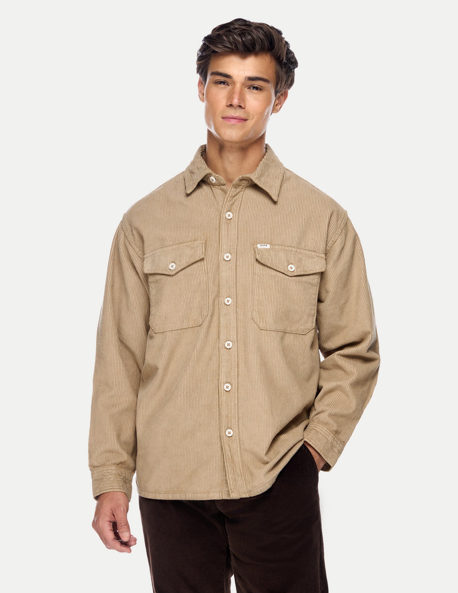 Corduroy Regular Fit Shirt Beige - U.S. Polo Assn. India | Large