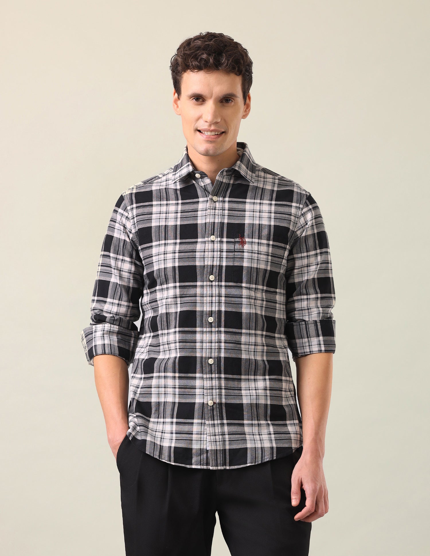 Tartan Checked Oxford Shirt Black - U.S. Polo Assn. India | Large