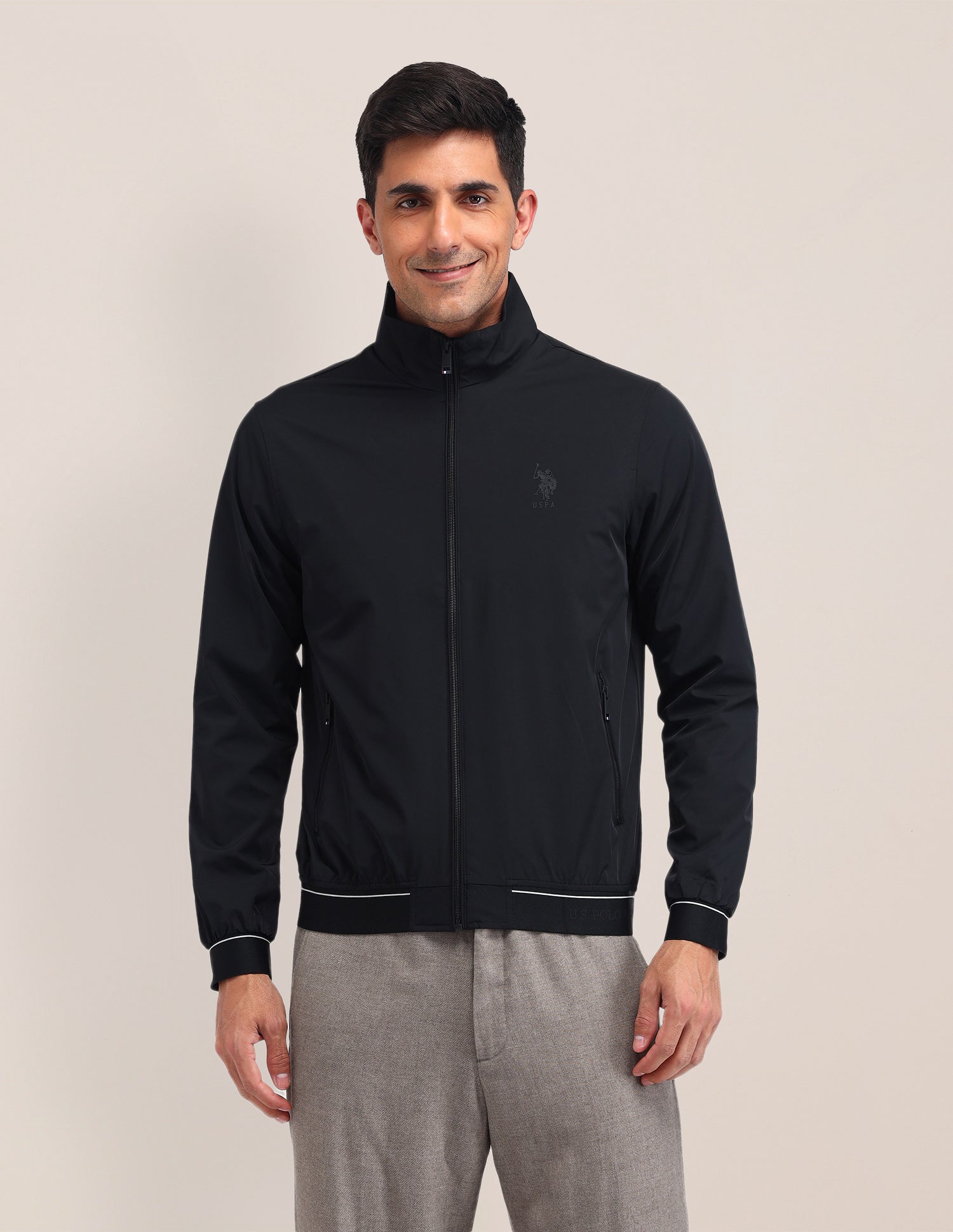 Colour Blocked Regular Fit Jacket Black - U.S. POLO ASSN. | Large