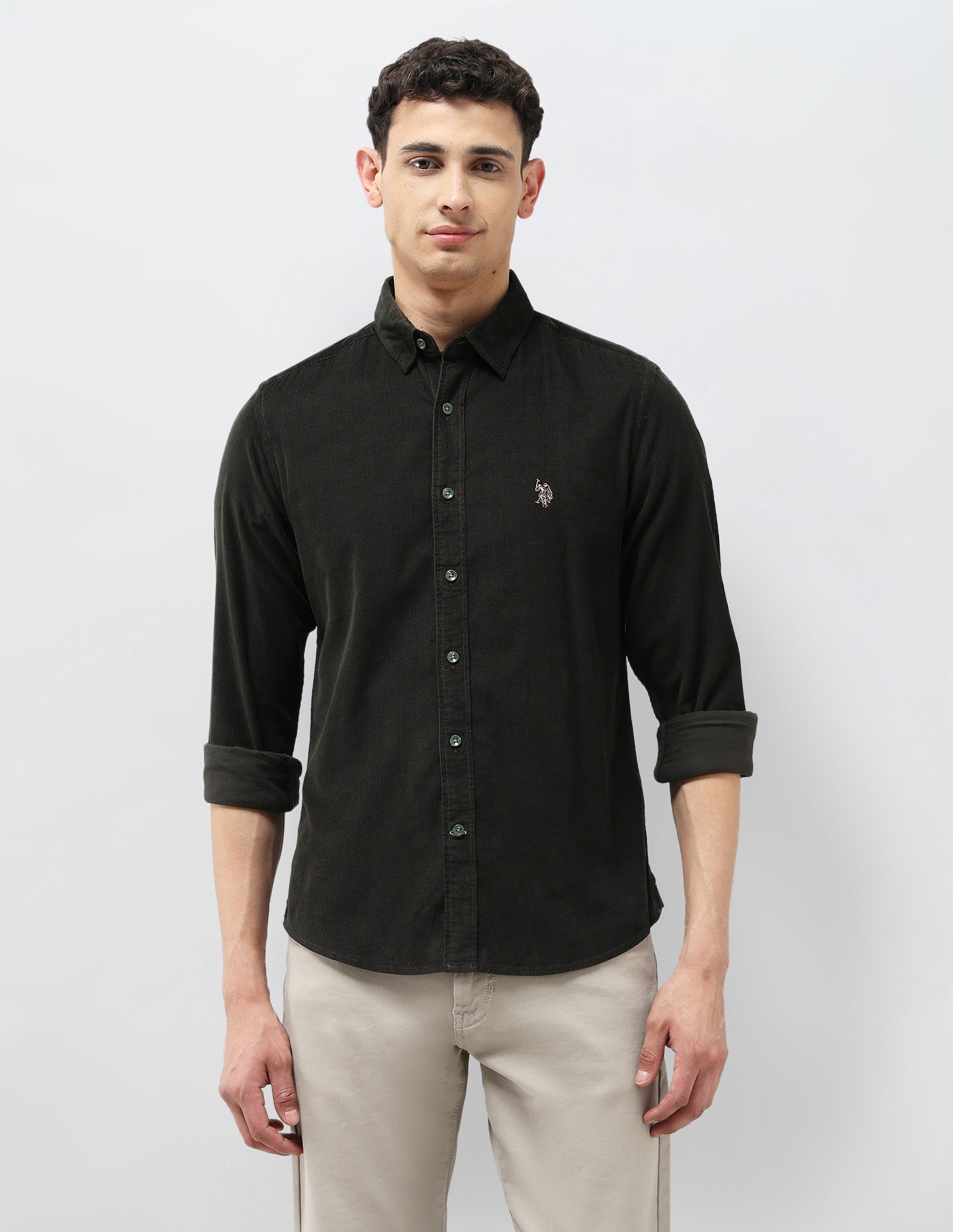 Corduroy Regular Fit Shirt Olive - U.S. POLO ASSN. | Large