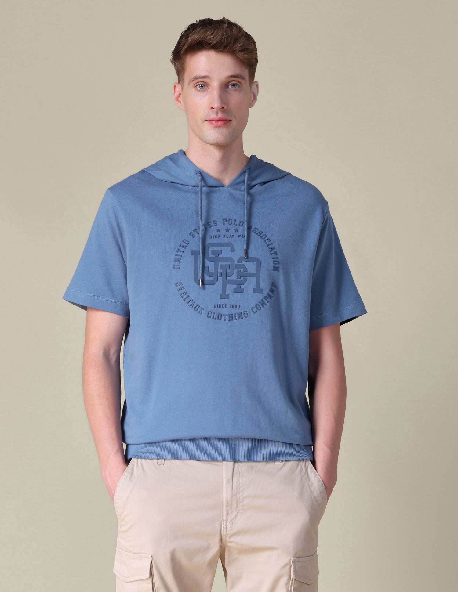 Hooded Relaxed Fit T-Shirt Blue - U.S. POLO ASSN. | Large