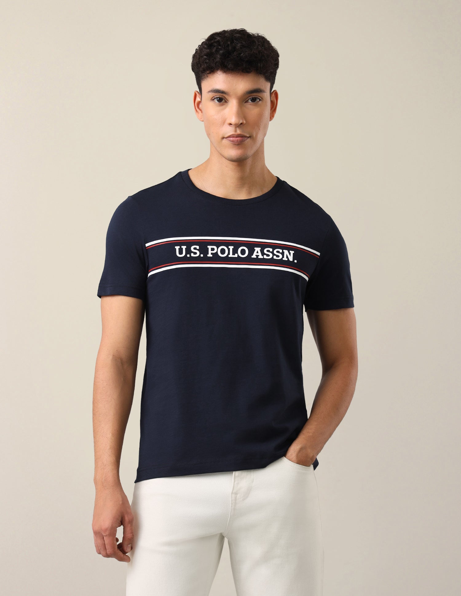 Brand Printed Regular Fit T-Shirt Navy - U.S. Polo Assn. India | Large