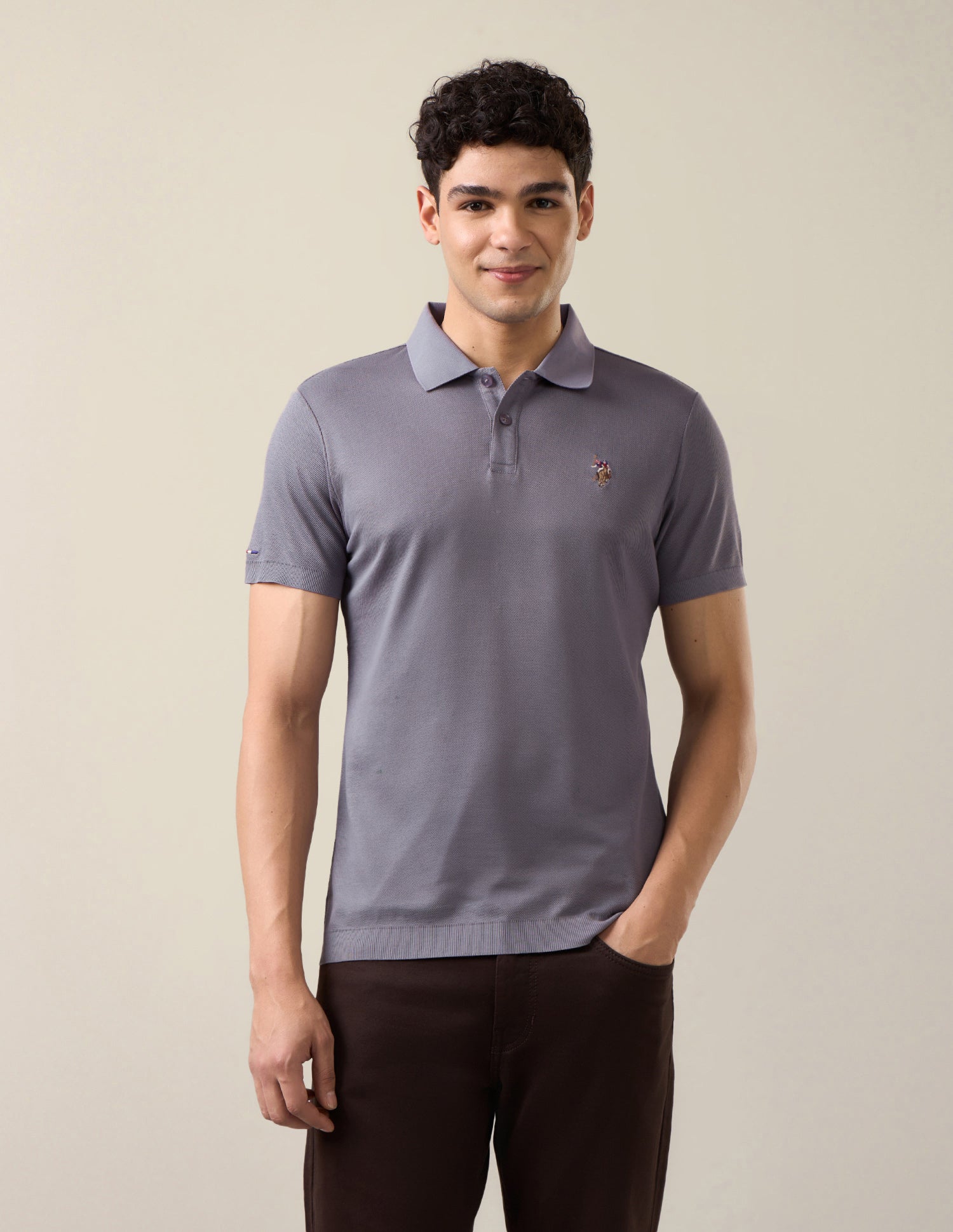 Solid Slim Fit Polo Shirt Purple - U.S. Polo Assn. India | Large