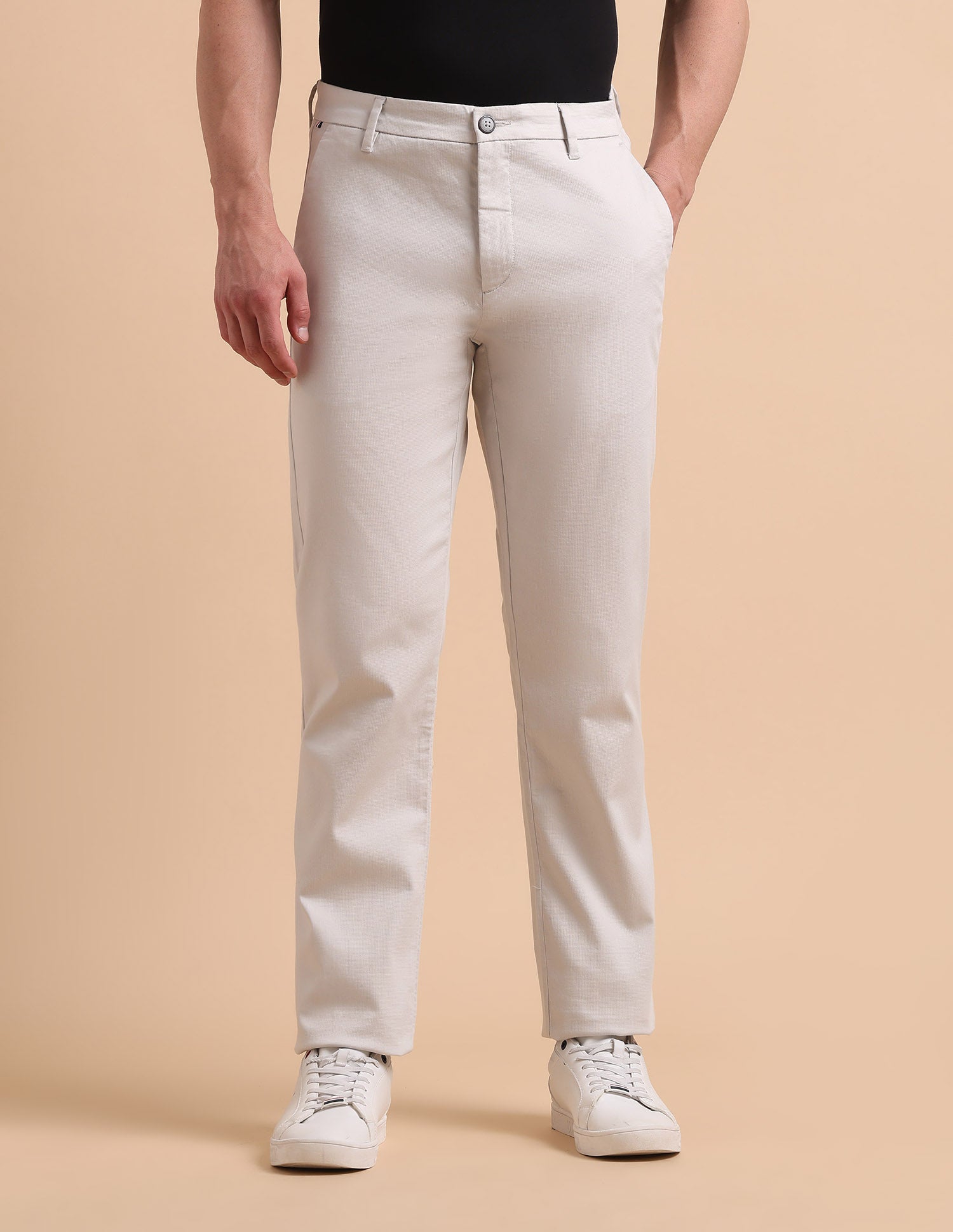 Satin Slim Fit Trousers Light Beige - U.S. POLO ASSN. | Large