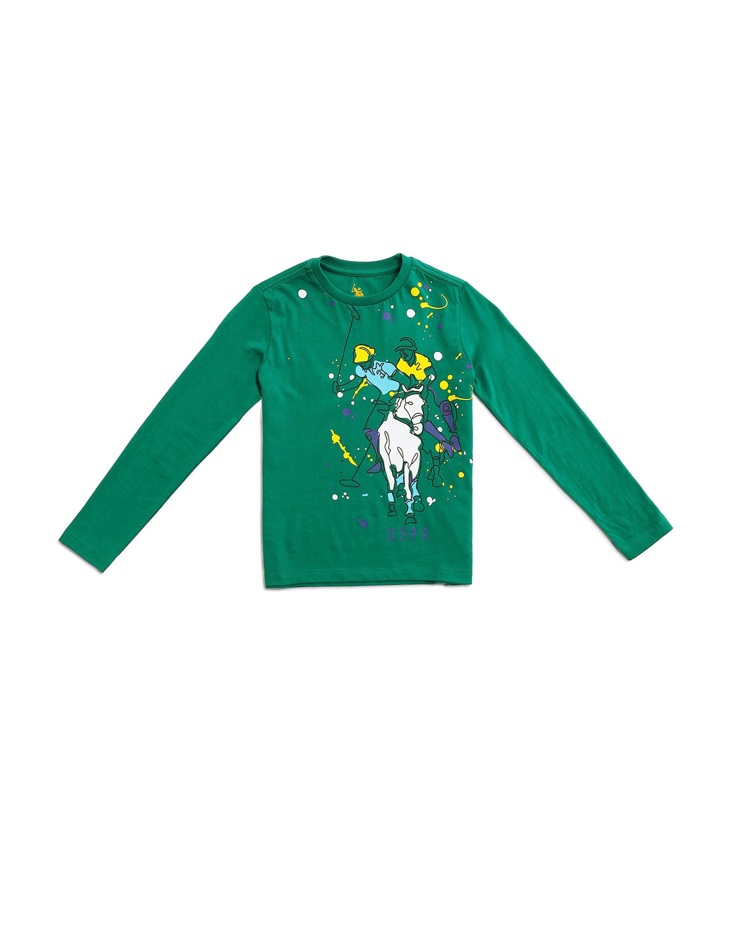 Boys Pure Cotton Regular T-shirt Green - U.S. Polo Assn. India | Large