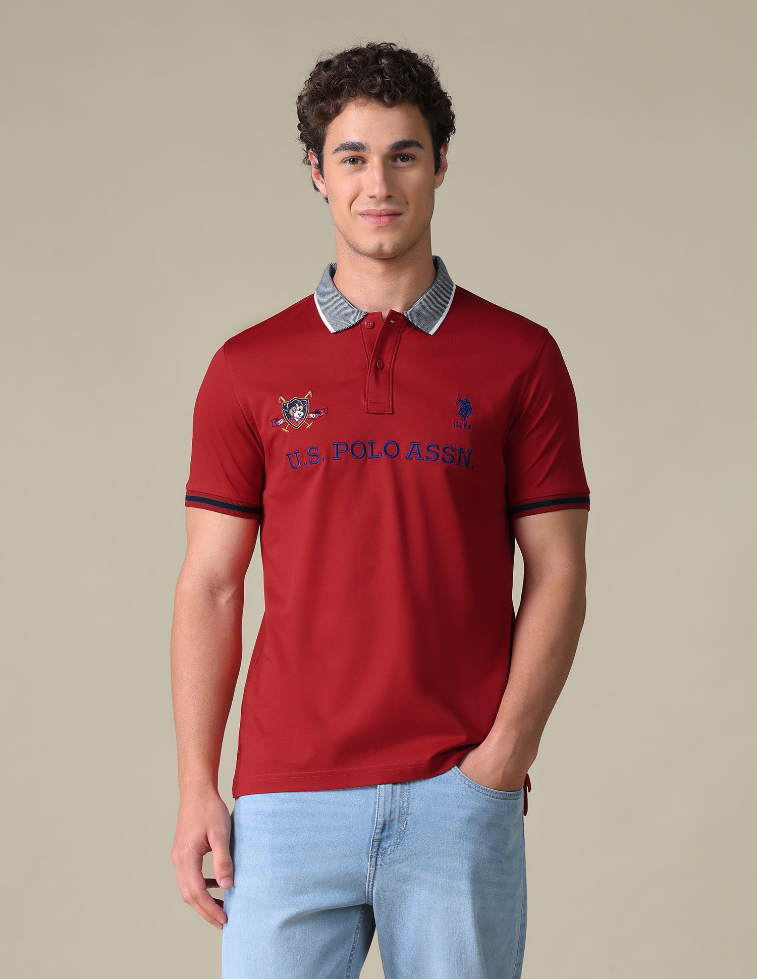 Brand Embroidered Regular Fit Polo Shirt Red - U.S. Polo Assn. India | Large