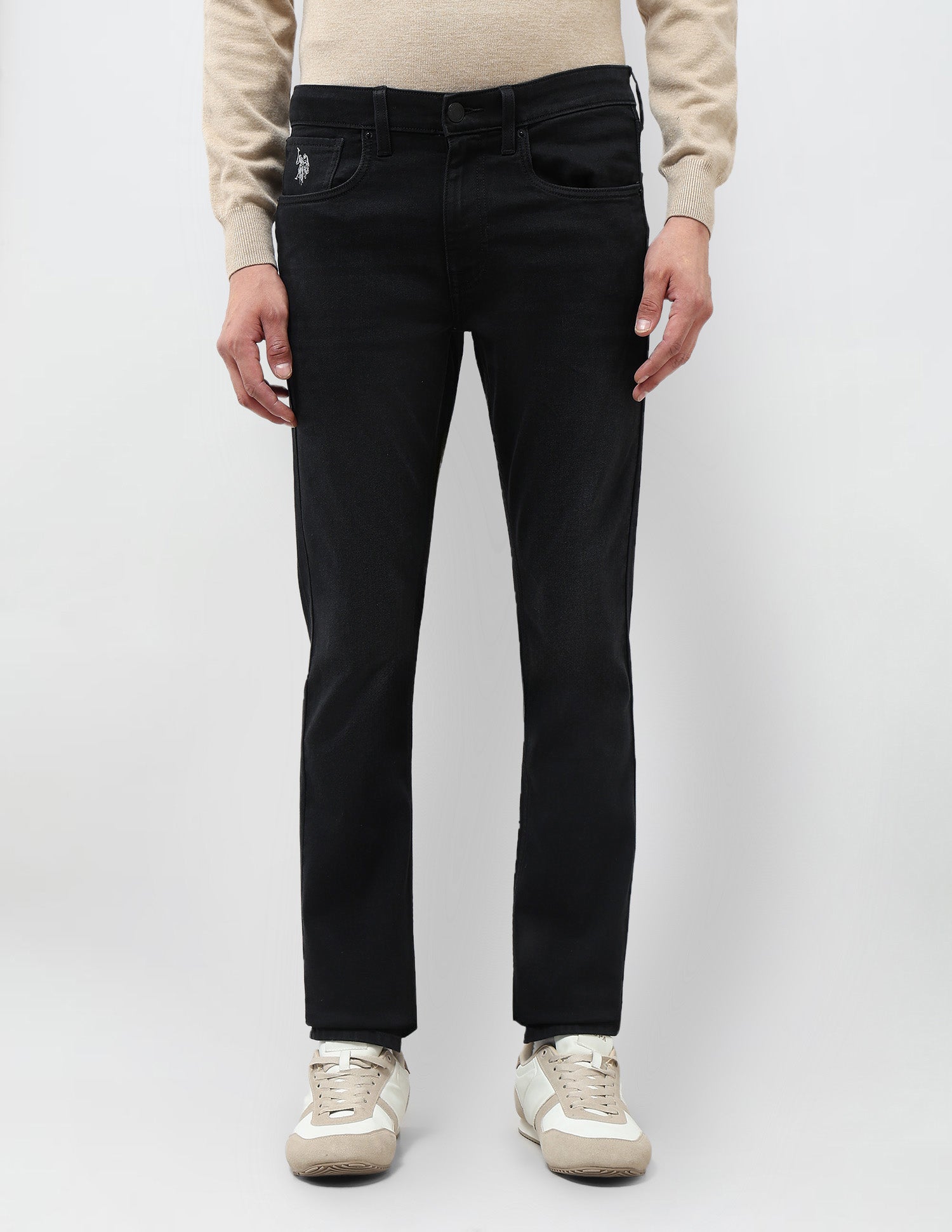 Regallo Skinny Fit Mid Rise Jeans Black - U.S. Polo Assn. India | Large