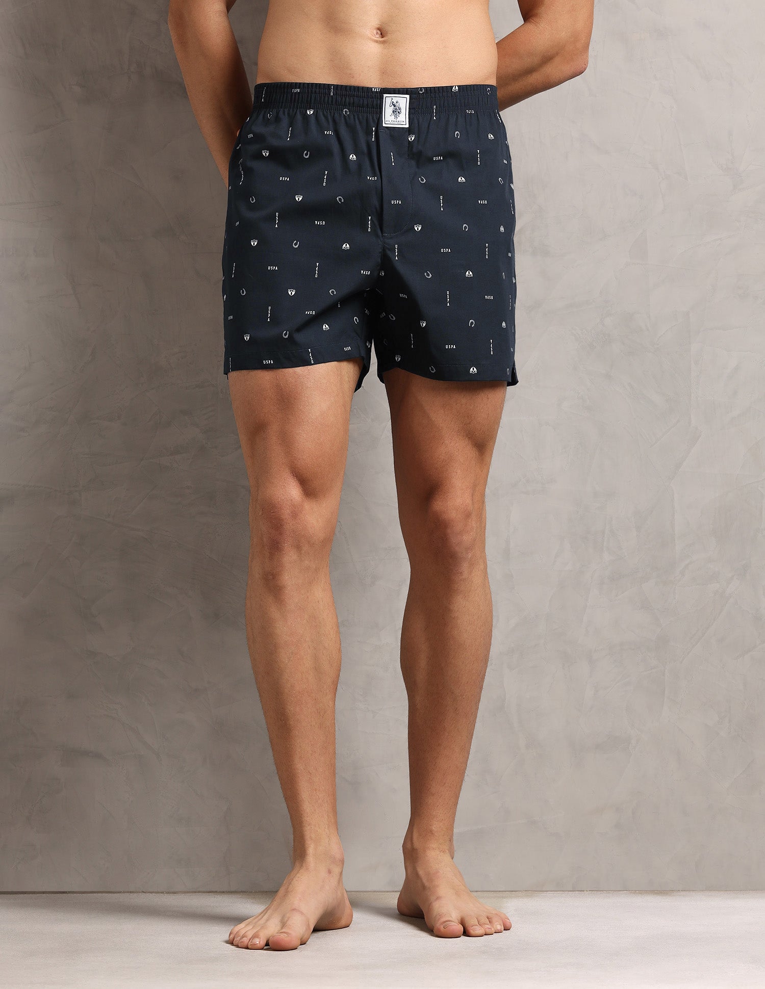 Pure Cotton Printed I657-PR Boxers - Pack Of 1 Navy Elements - U.S. Polo Assn. India | Large