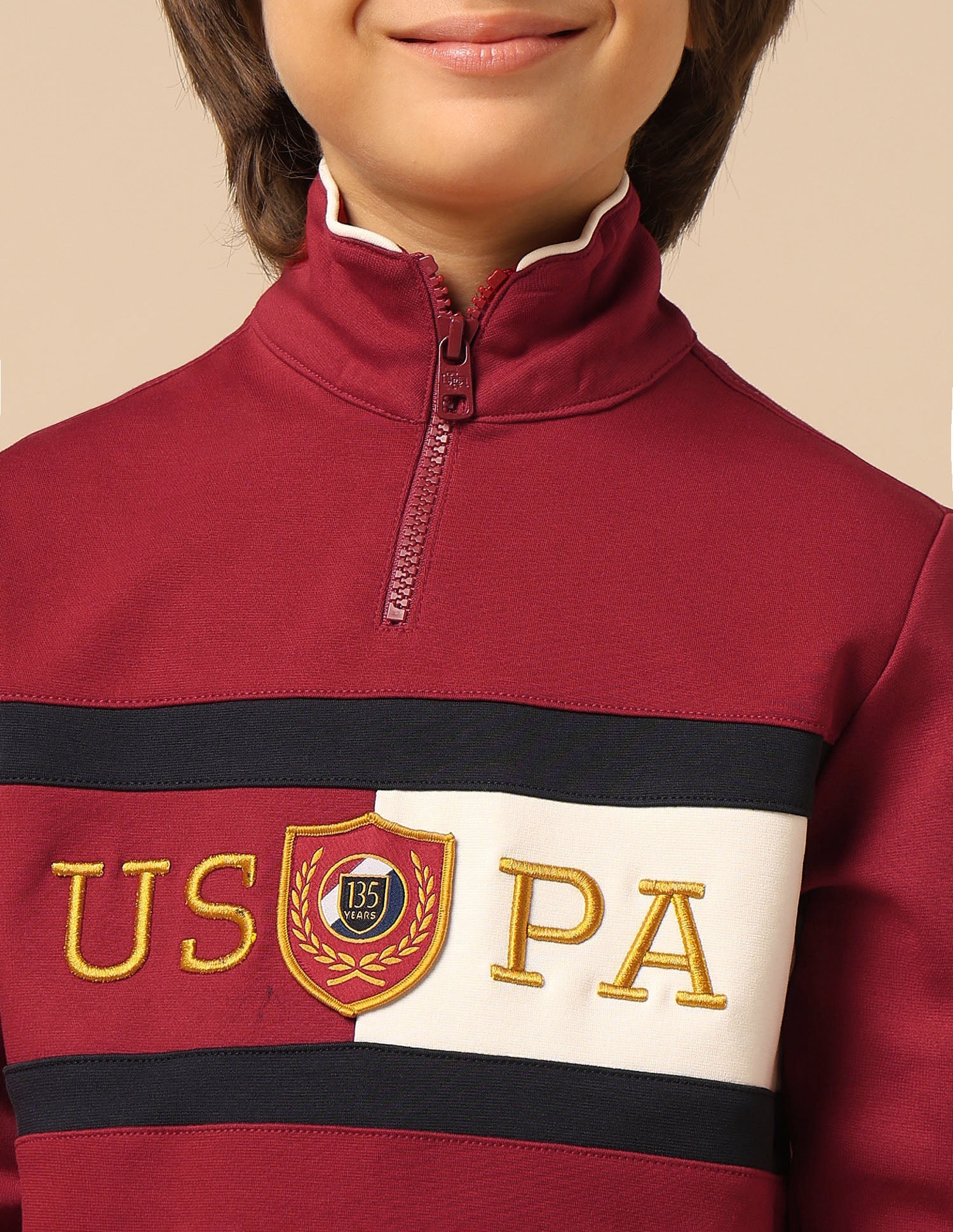 Boys Brand Embroidered Regular Fit Sweatshirt Dark Red - U.S. POLO ASSN. | Large