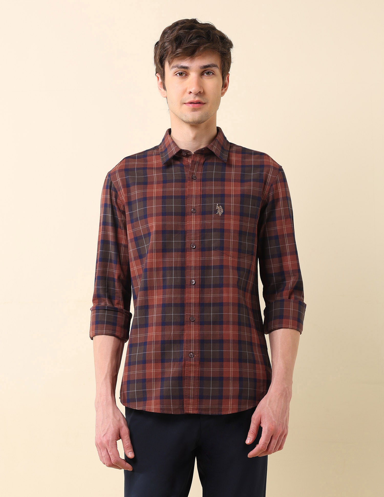 Tartan Checked Oxford Shirt Rust - U.S. Polo Assn. India | Large