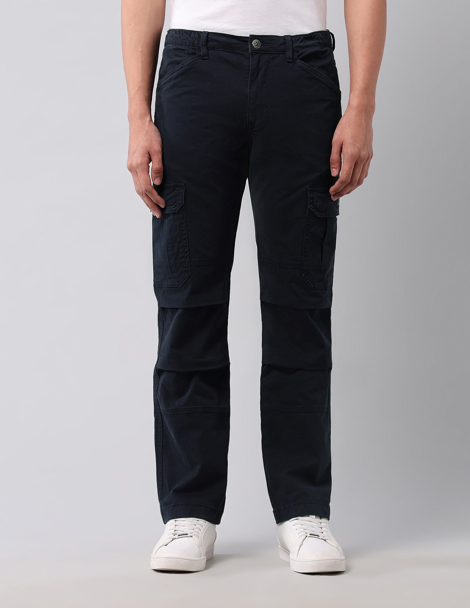 Straight Fit Pure Cotton Cargos Navy - U.S. Polo Assn. India | Large