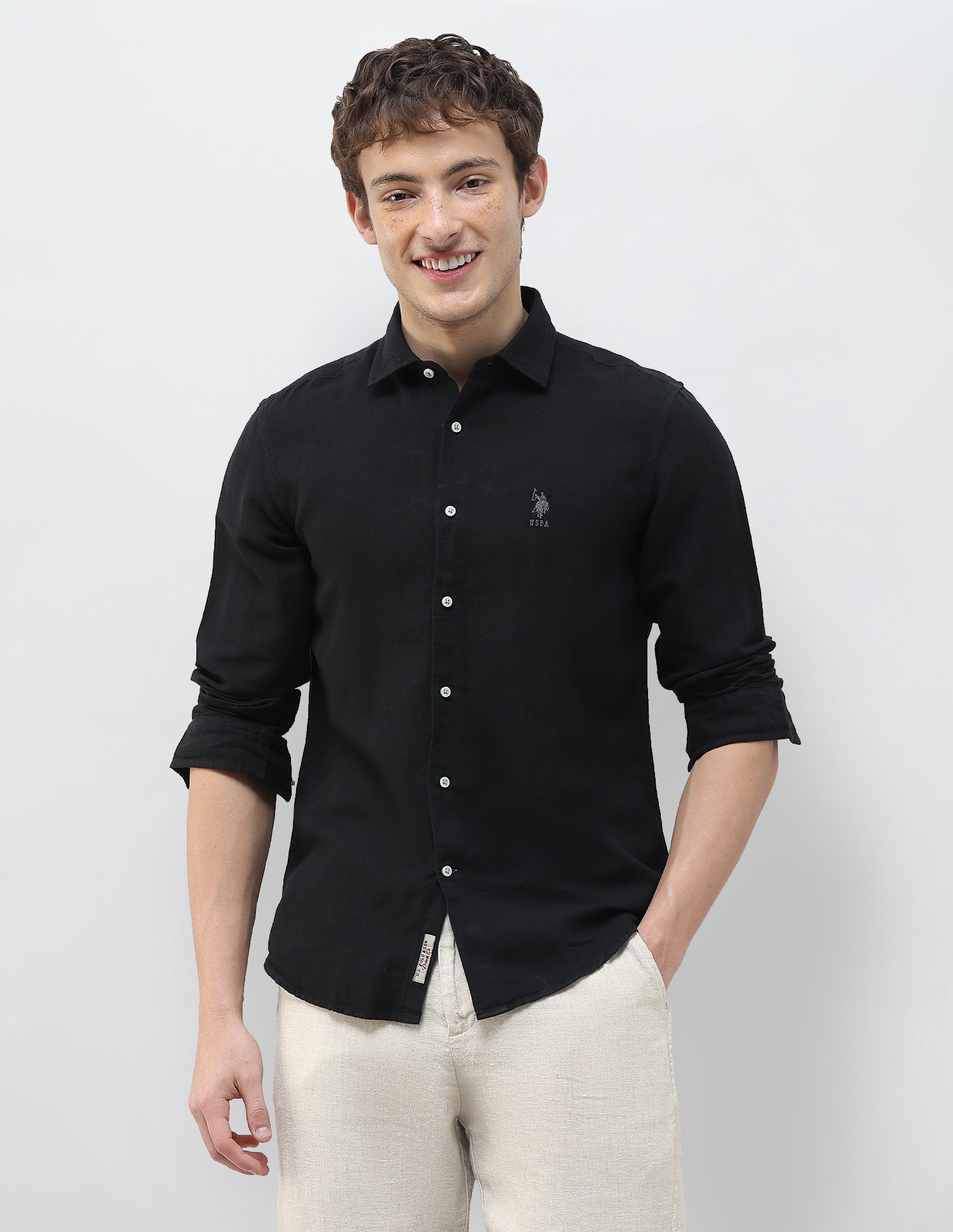 Solid Regular Fit Shirt Black - U.S. Polo Assn. India | Large
