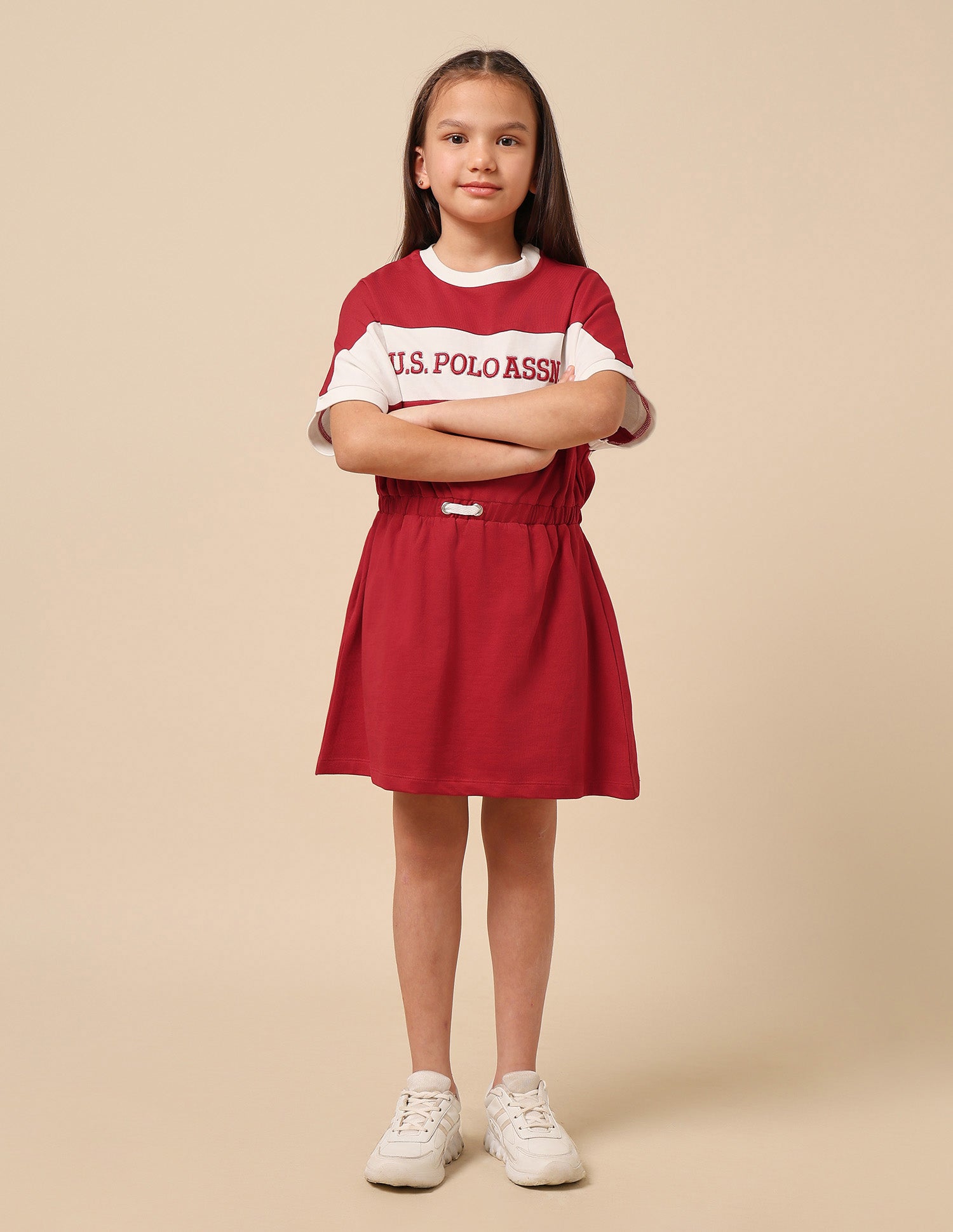 Girls Brand Embroidered A-Line Dress Red - U.S. POLO ASSN. | Large