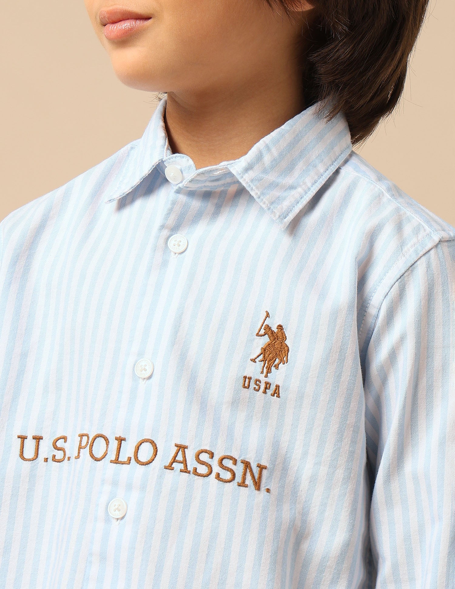 Boys Brand Embroidered Oxford Shirt Light Blue - U.S. POLO ASSN. | Large