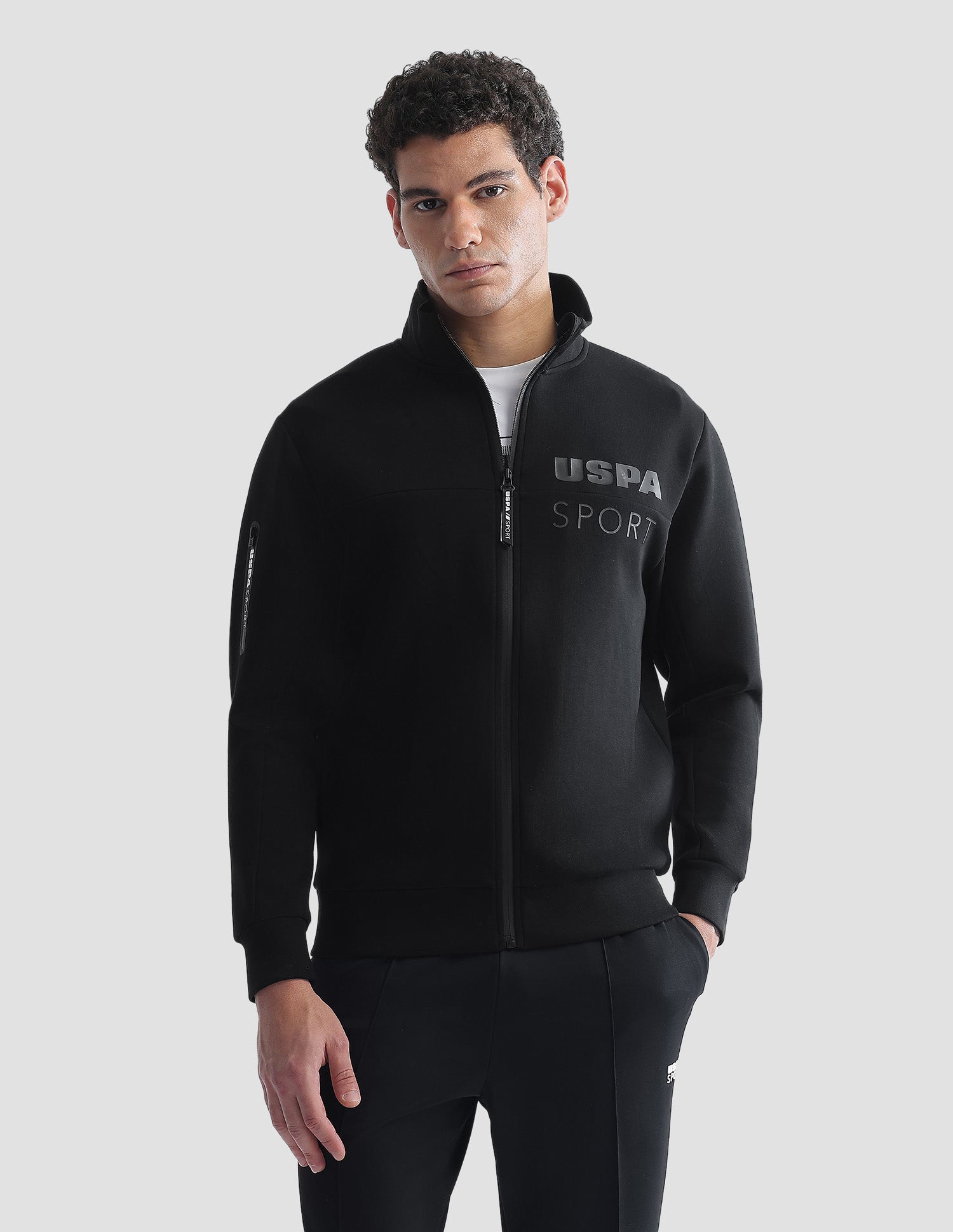 Regular Fit Zipper Active Sweatshirt Black - U.S. Polo Assn. India | Large