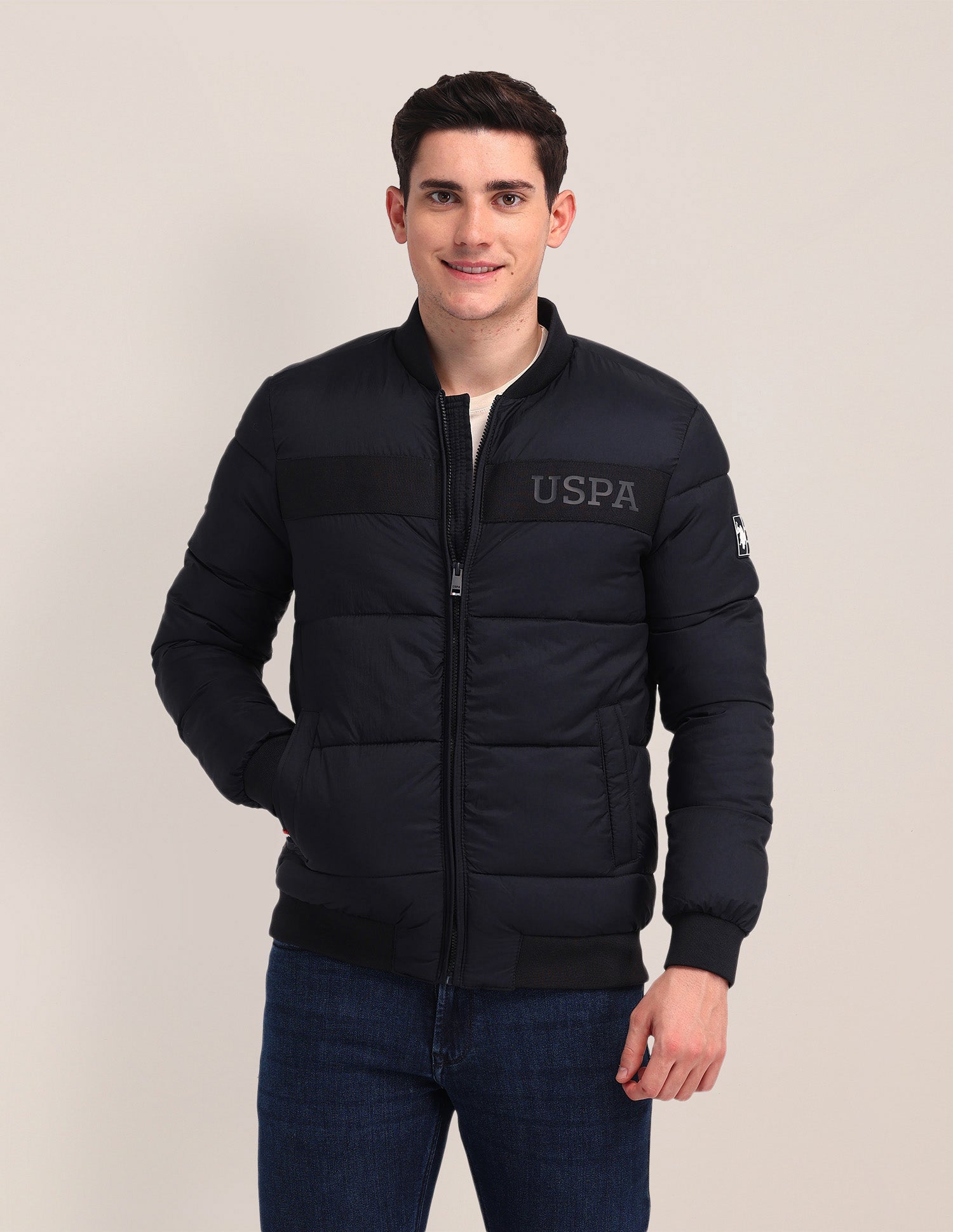 Solid Puffer Jacket Navy - U.S. Polo Assn. India | Large