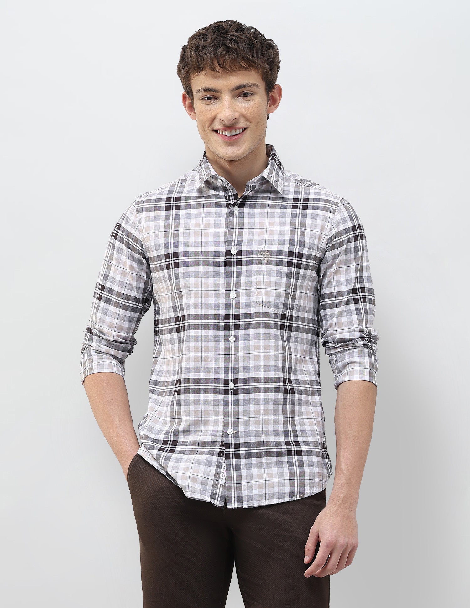 Tartan Checked Regular Fit Shirt Brown - U.S. Polo Assn. India | Large