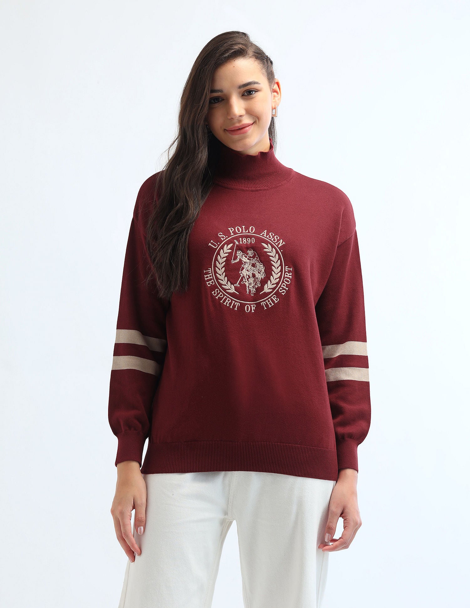 Crest Logo High Neck Sweater Red - U.S. Polo Assn. India | Large