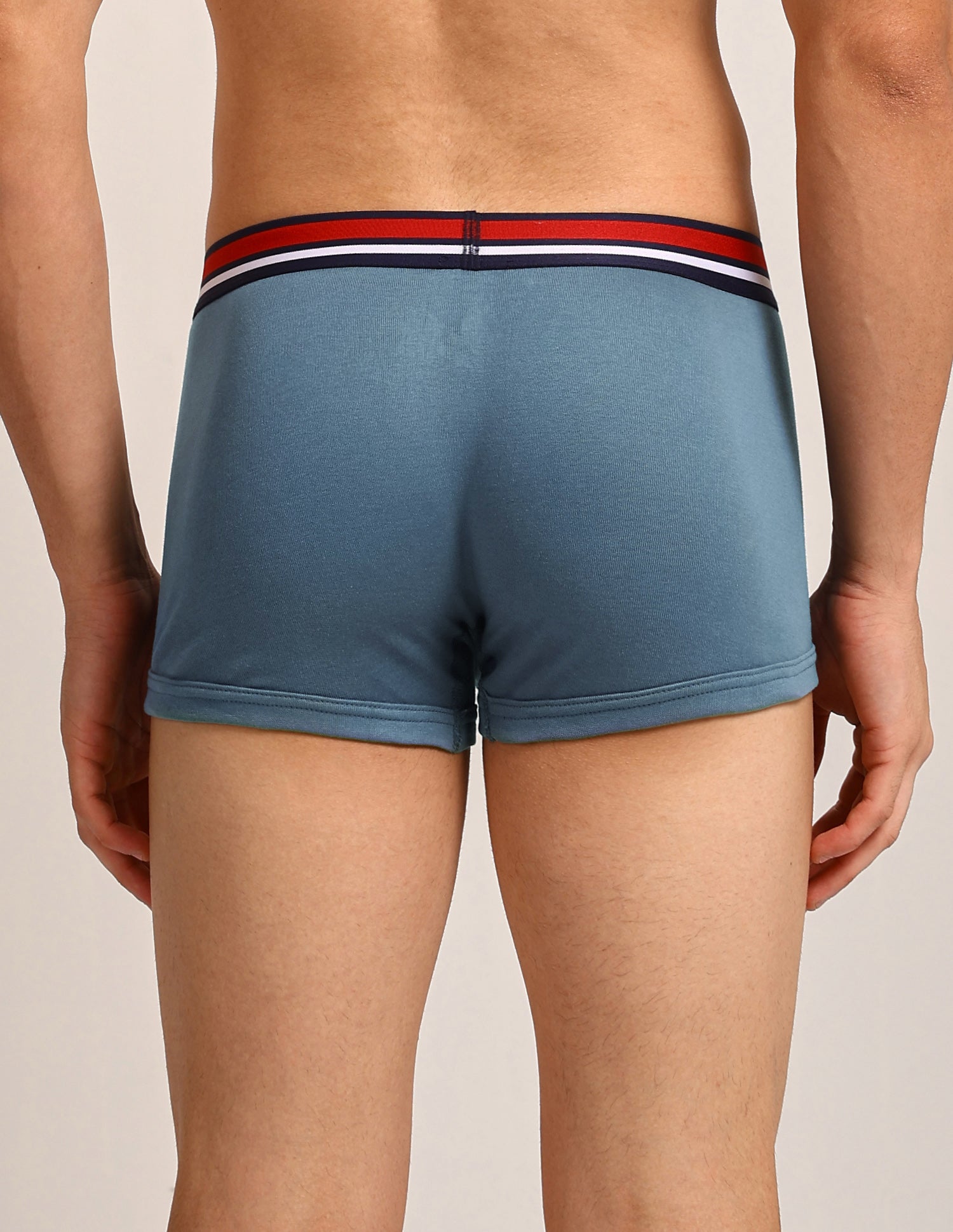 Elastic Waistband Ribbed I641 Trunks - Pack Of 2 Teal Grey- Teal Grey - U.S. Polo Assn. India | Large