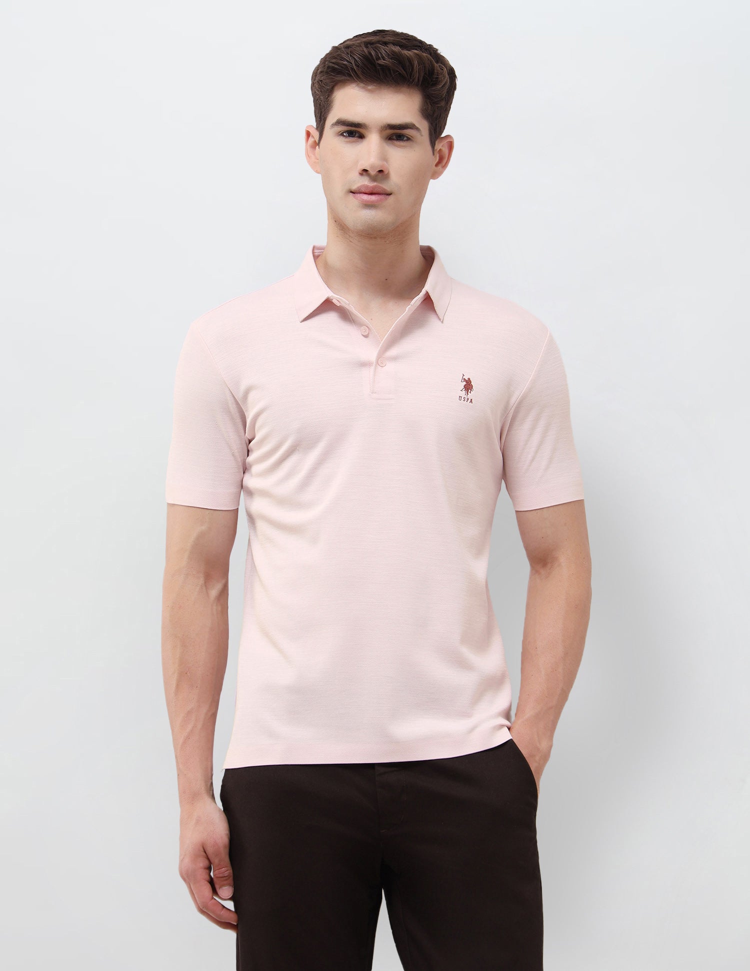 Solid Slim Fit Polo Shirt Pink - U.S. Polo Assn. India | Large