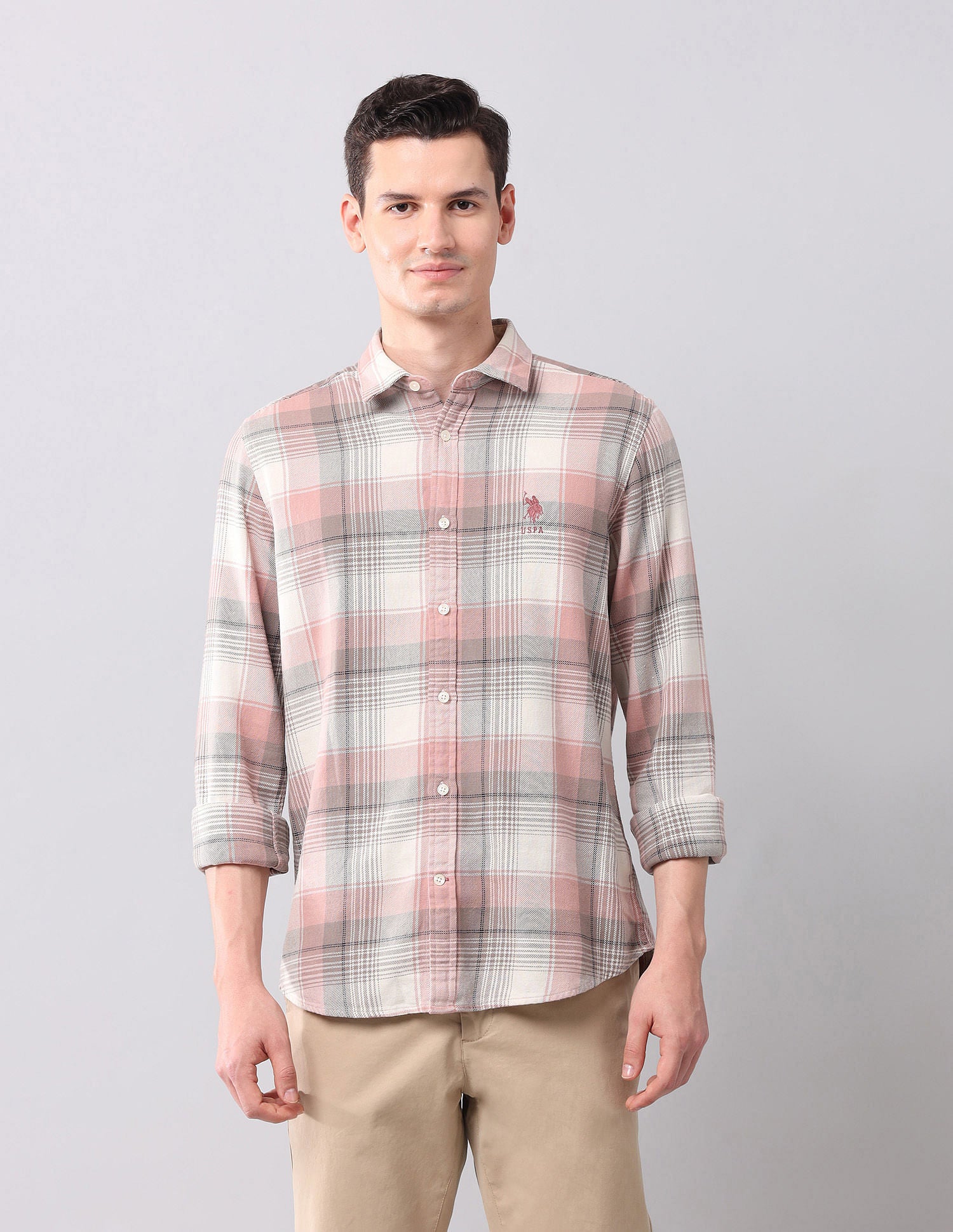 Regular Fit Checked Shirt Pink - U.S. POLO ASSN. | Large