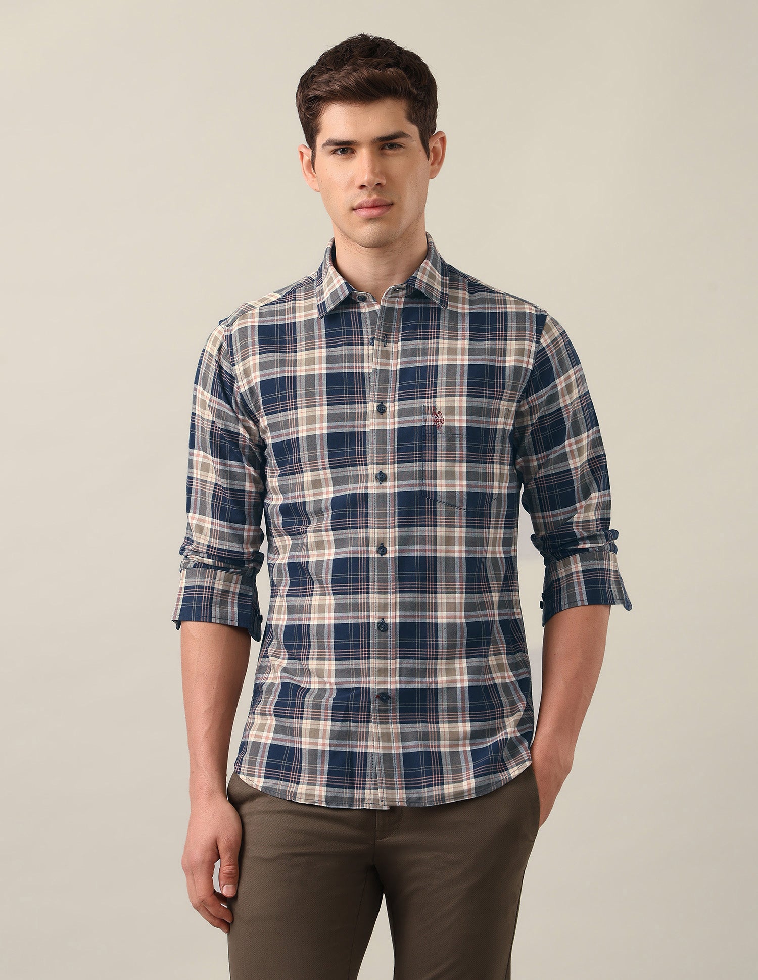 Tartan Checked Oxford Shirt Navy - U.S. Polo Assn. India | Large