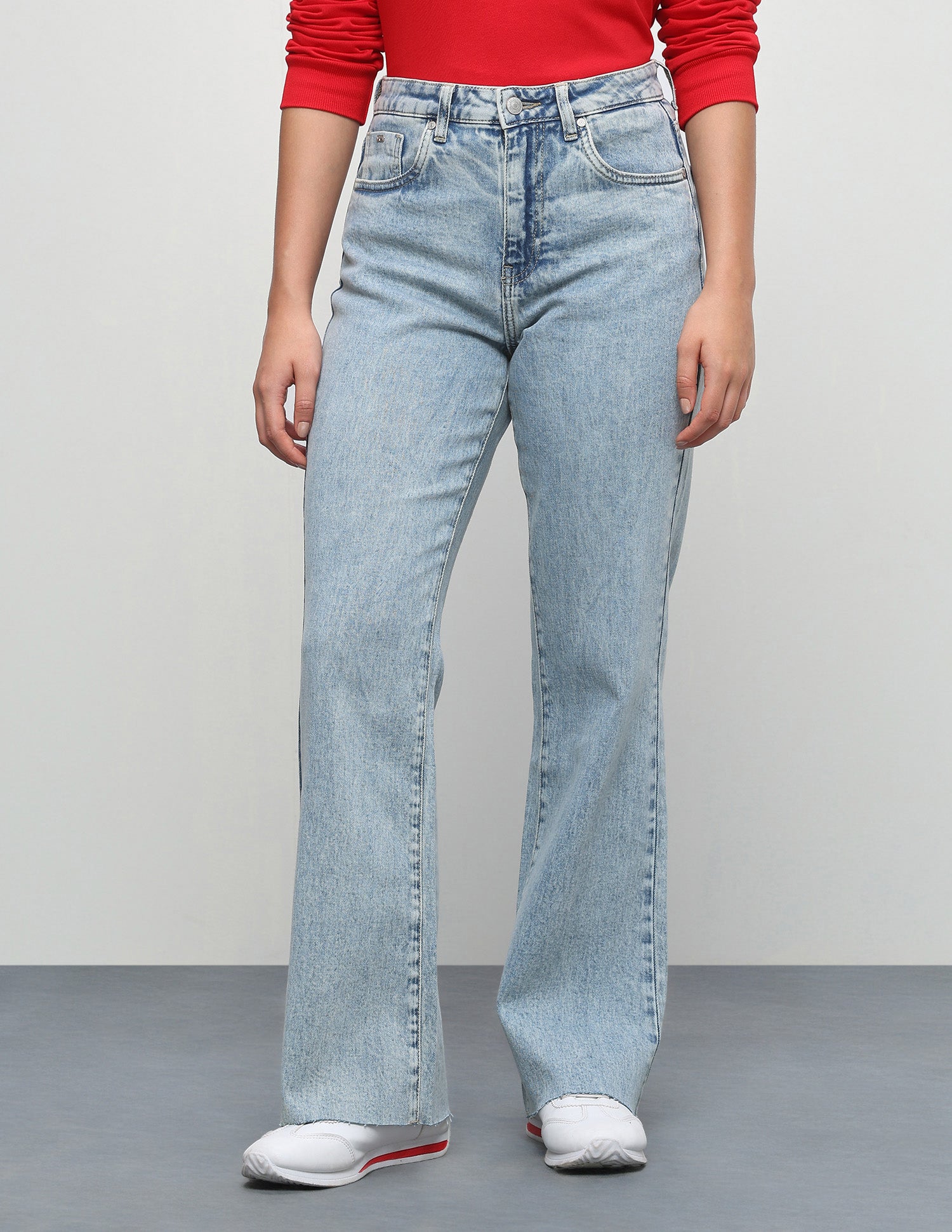 High Rise Flared Fit Jeans Light Blue - U.S. Polo Assn. India | Large